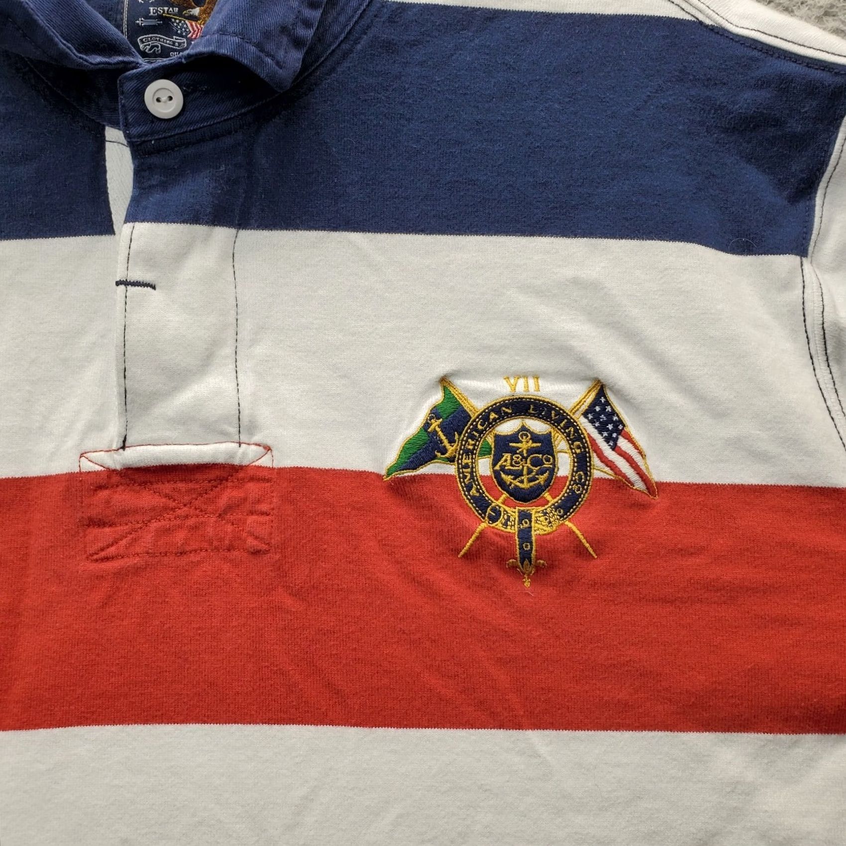 Logo 7 American Living Polo Shirt Mens XXL Multicolor Striped Embroidered Logo Collar Slit Size US XXL / EU 58 / 5 - 7 Thumbnail