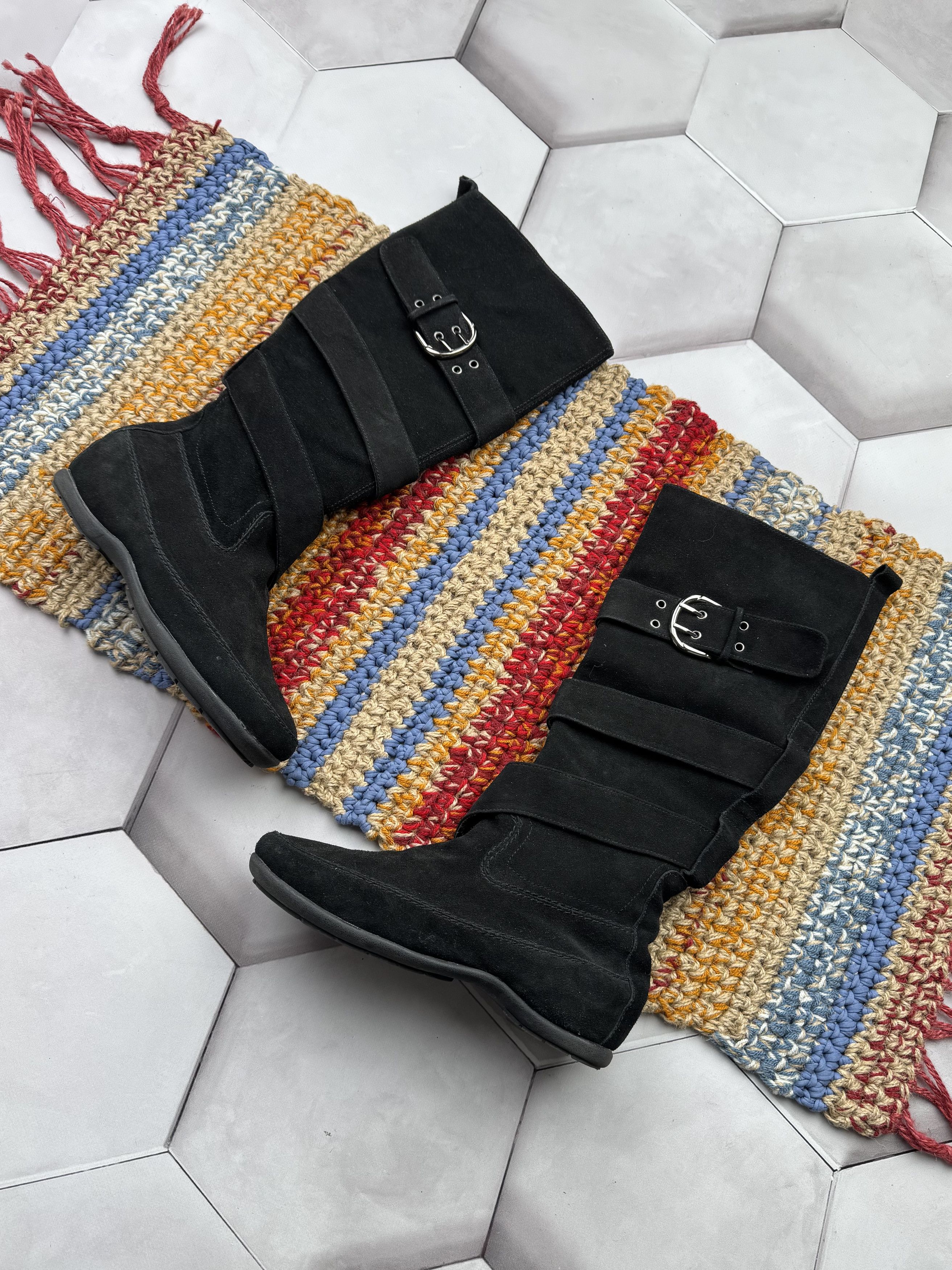 Japanese Brand Vintage Suede Boots With Straps (E4) Size US 7 / IT 37 - 1 Thumbnail