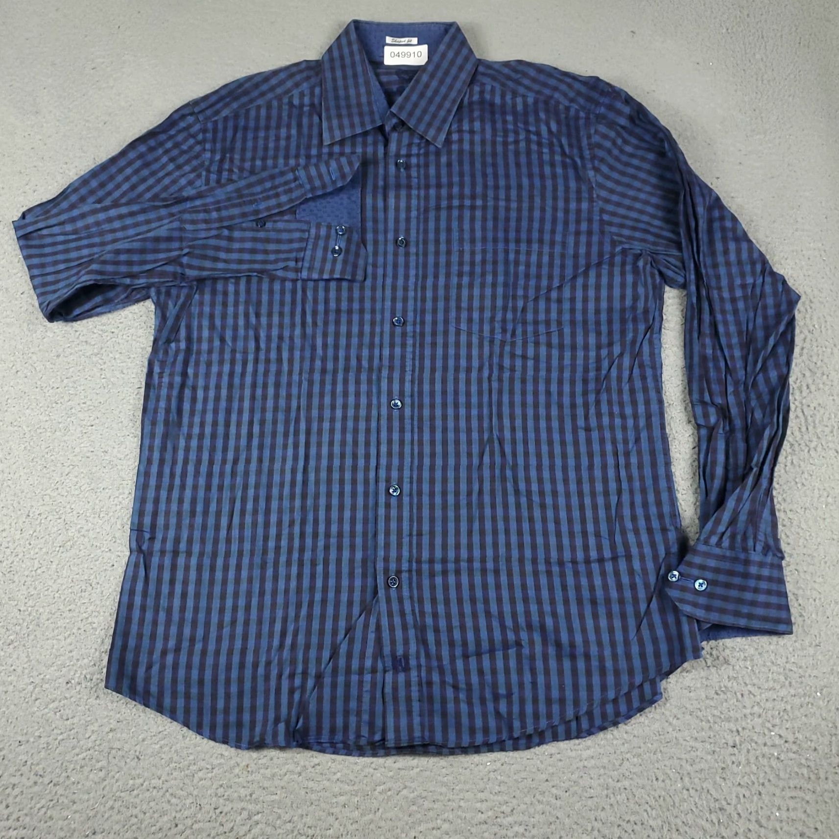 BUGATCHI Bugatchi Shirt Mens Large Blue Check Shaped Fit Button Up Long Sleeve Size US L / EU 52-54 / 3 - 2 Thumbnail