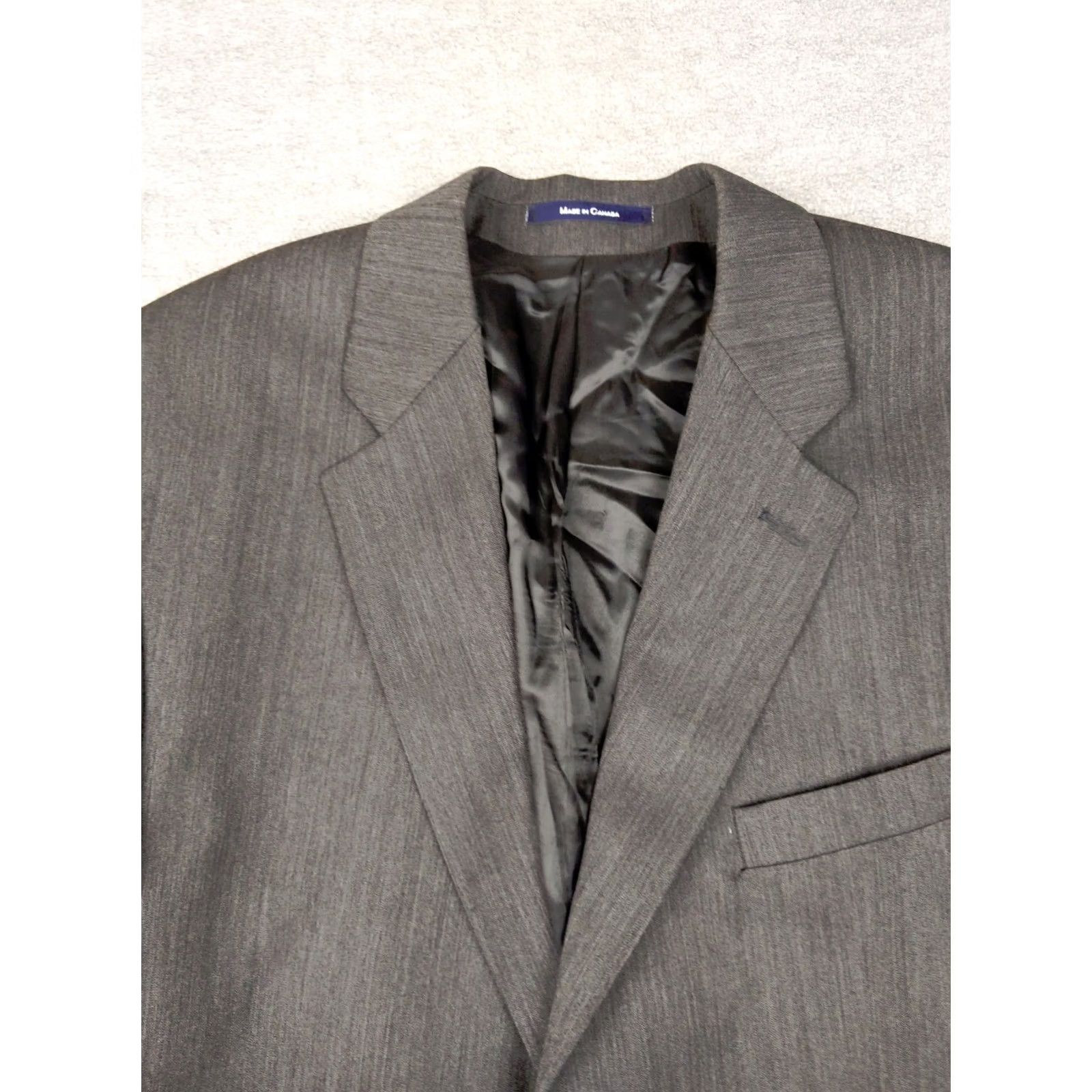 Ralph Lauren VINTAGE Ralph Lauren Chaps Men 44L Gray Herringbone Wool Blazer Jacket Blazer Notch Lapel 2 Button 4-Button Single-Breasted Fall Winter Mens Size 44R - 4 Thumbnail