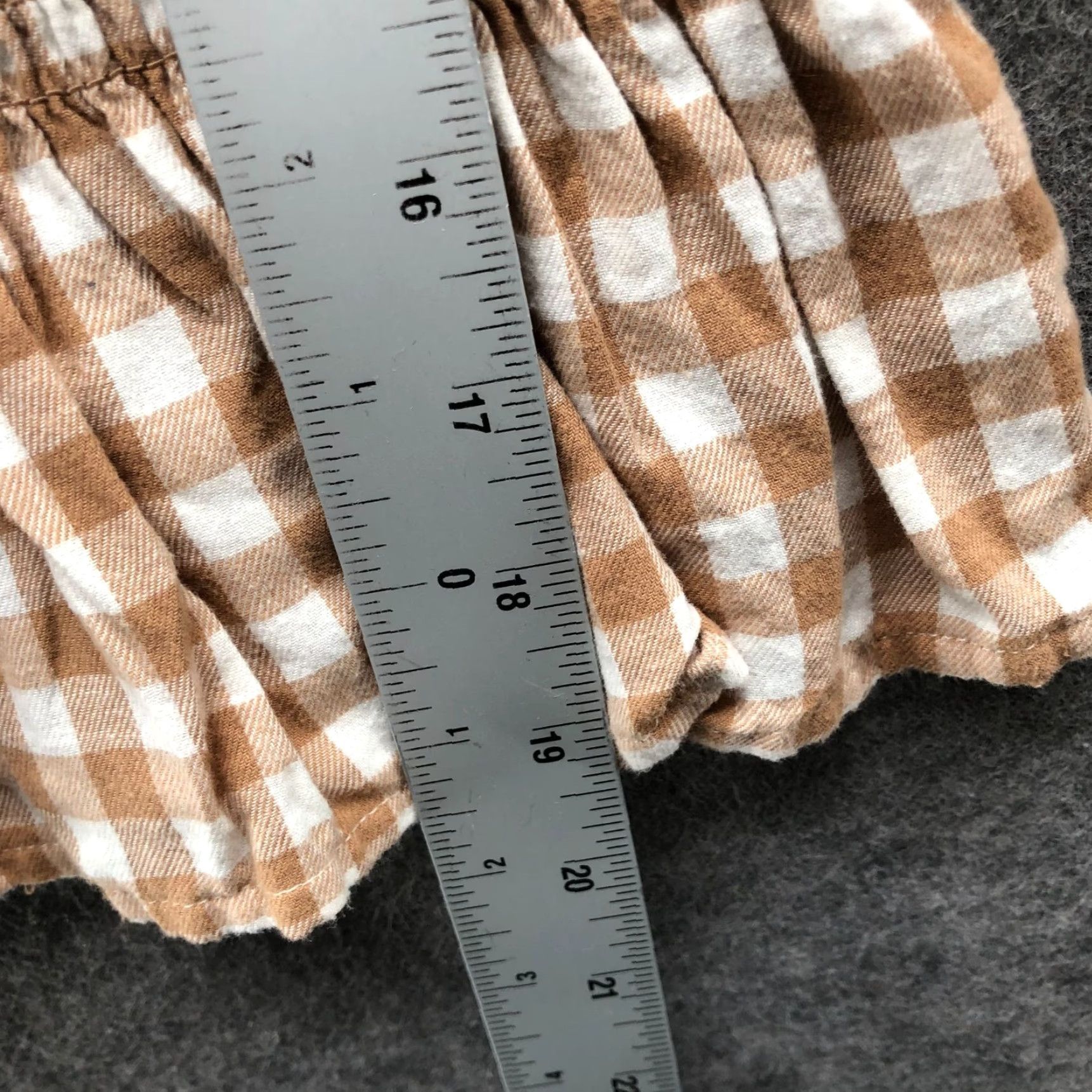 J.Crew VINTAGE J. Crew Flannel Smocked Top Womens S Puff Sleeve Peplum Gingham Tan Cropped Size S / US 4 / IT 40 - 8 Thumbnail