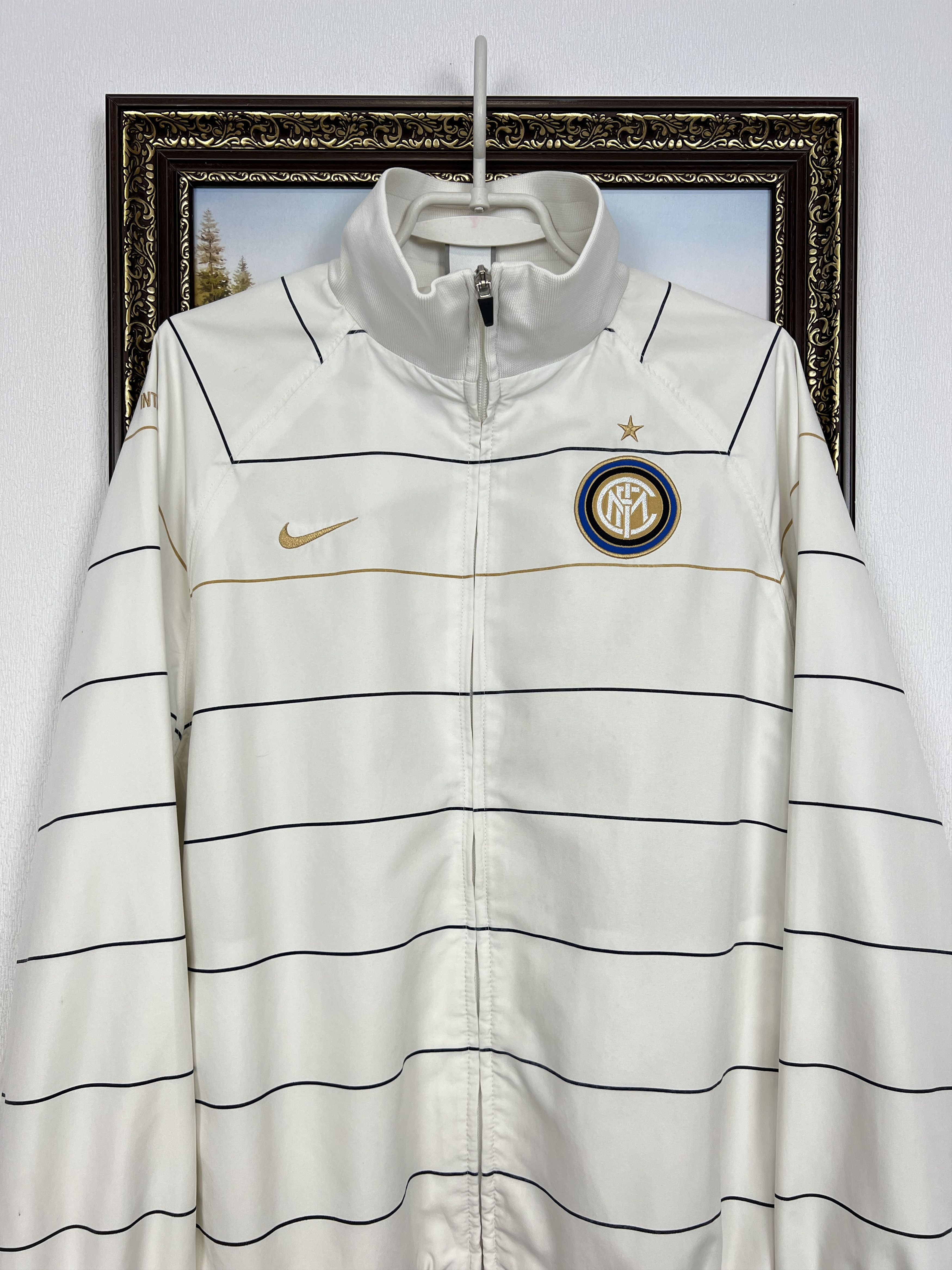 Vintage Nike Inter Milan Football Jacket Soccer White Zip