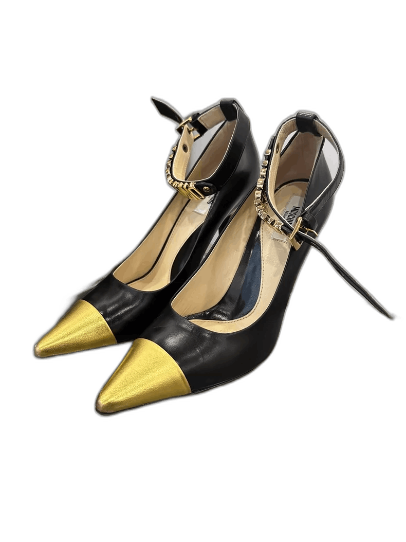 Moschino Moschino Black High Heels with Gold Accent Size US 8 / IT 38 - 1 Thumbnail