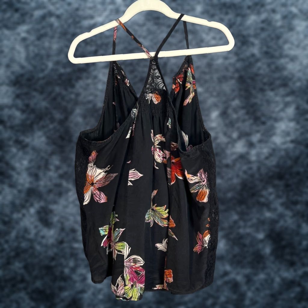 Vintage Maeve Camisole Tank Womens 6 Black Floral Lace 100% Silk Silk Polyester Sleeveless Pullover Casual Floral Flower Spring Summer Women Size M / US 6-8 / IT 42-44 - 1 Thumbnail