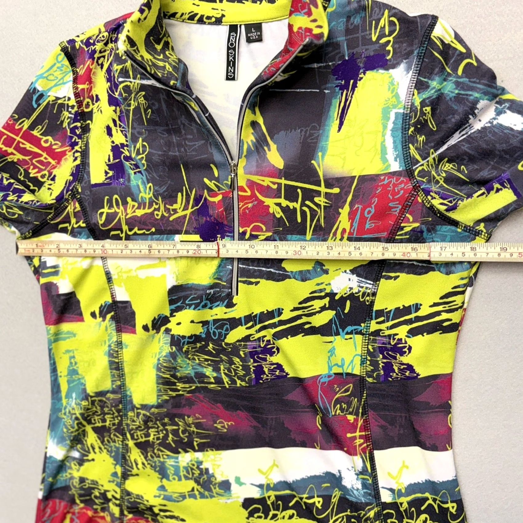 Vintage SNO SKINS Pullover 1/4 Zip Top Graffiti Print Yellow Black Red Women's Size L Shirt Adult Womens Size L / US 10 / IT 46 - 7 Thumbnail