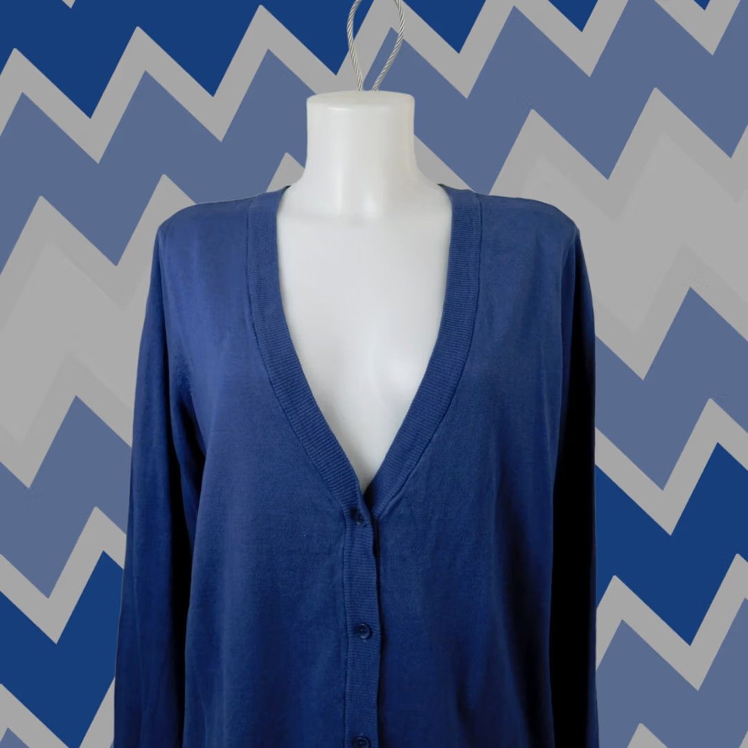 Alfani Alfani Cardigan V-Neck Button Knit Cotton Blue Small Womens/Ladies Size S / US 4 / IT 40 - 1 Thumbnail