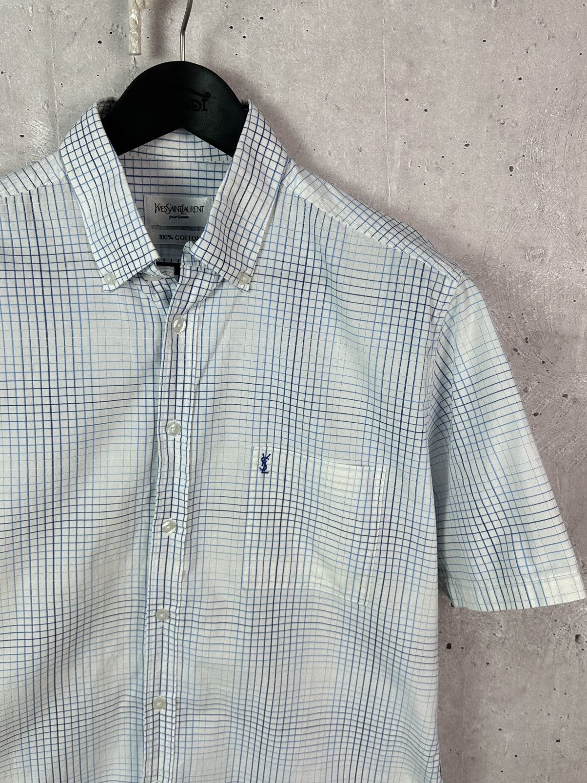 Yves Saint Laurent YSL Yves Saint Laurent Vintage Check Short Sleeve Shirt Size US M / EU 48-50 / 2 - 3 Thumbnail
