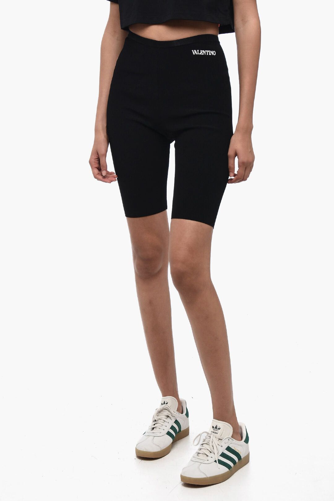 Valentino Stretch Cycling Shorts with Embroidered Logo Size 25" / US 0 / IT 36 - 1 Thumbnail
