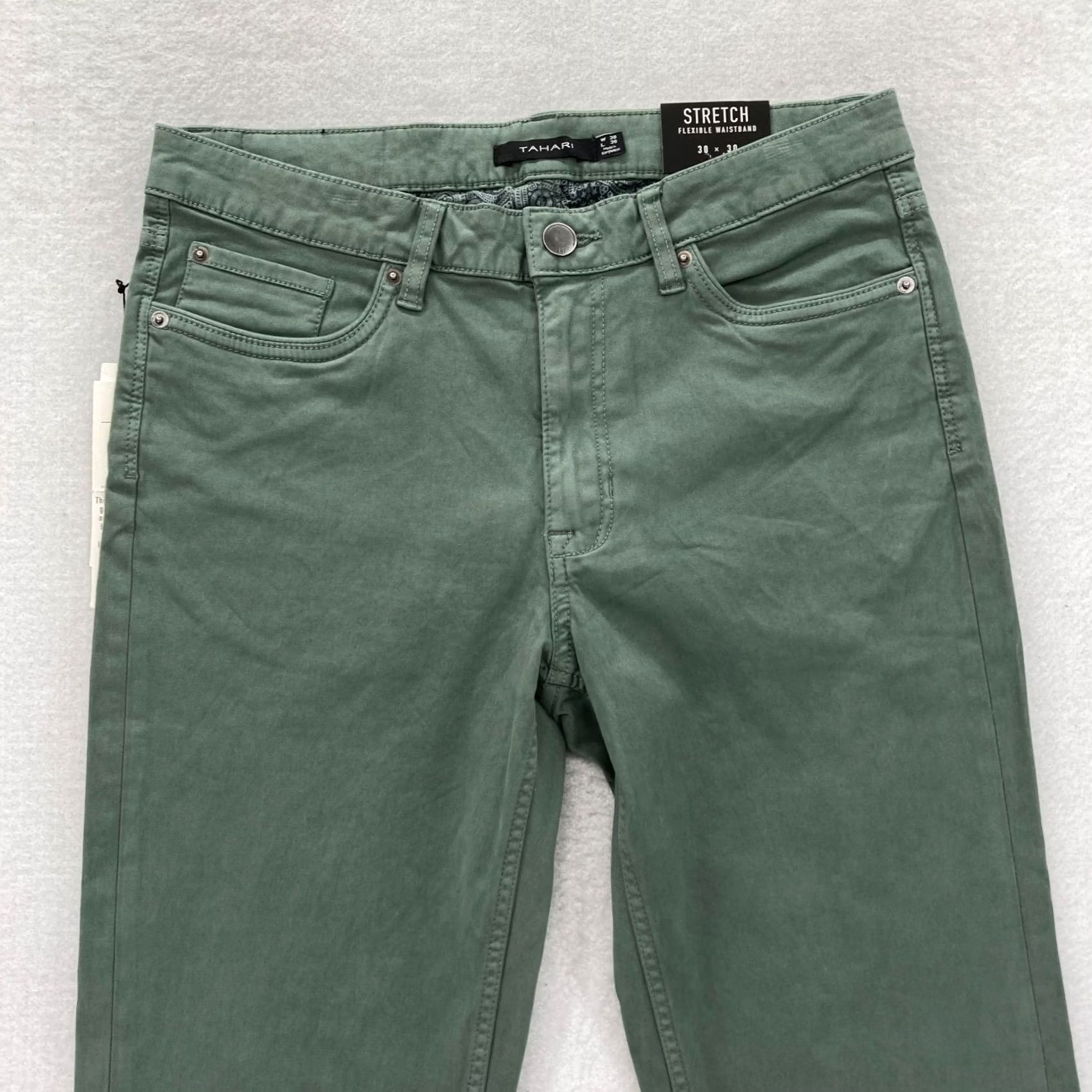 Vintage TAHARI The Do It All Pant Mens 30x30 Green Stretch Waistband Classic Straight Pants Size US 30 / EU 46 - 2 Thumbnail