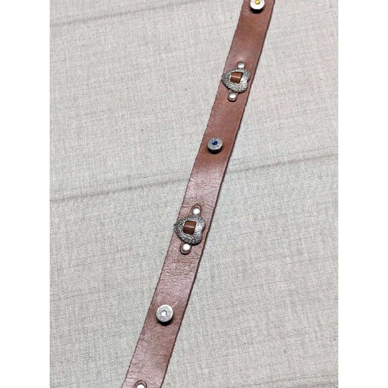 Vintage VINTAGE handcrafted brown concho belt western cowhide leather 32 He ARTS Mens Size 32 - 4 Thumbnail
