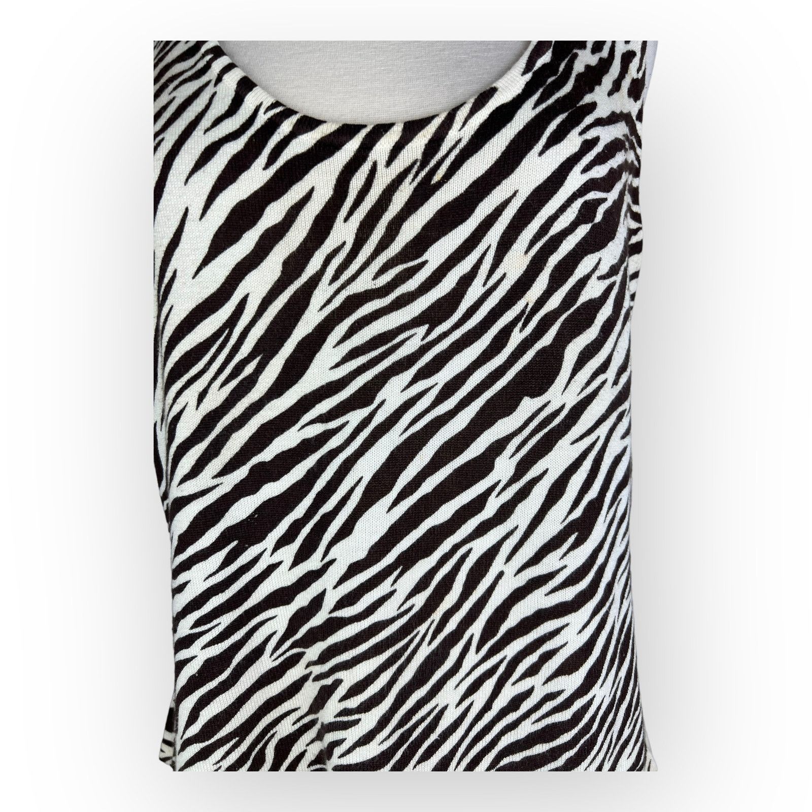 Liz Claiborne Liz Claiborne | Vintage Knit Tank Top Zebra Print | Size 10 Size L / US 10 / IT 46 - 3 Thumbnail