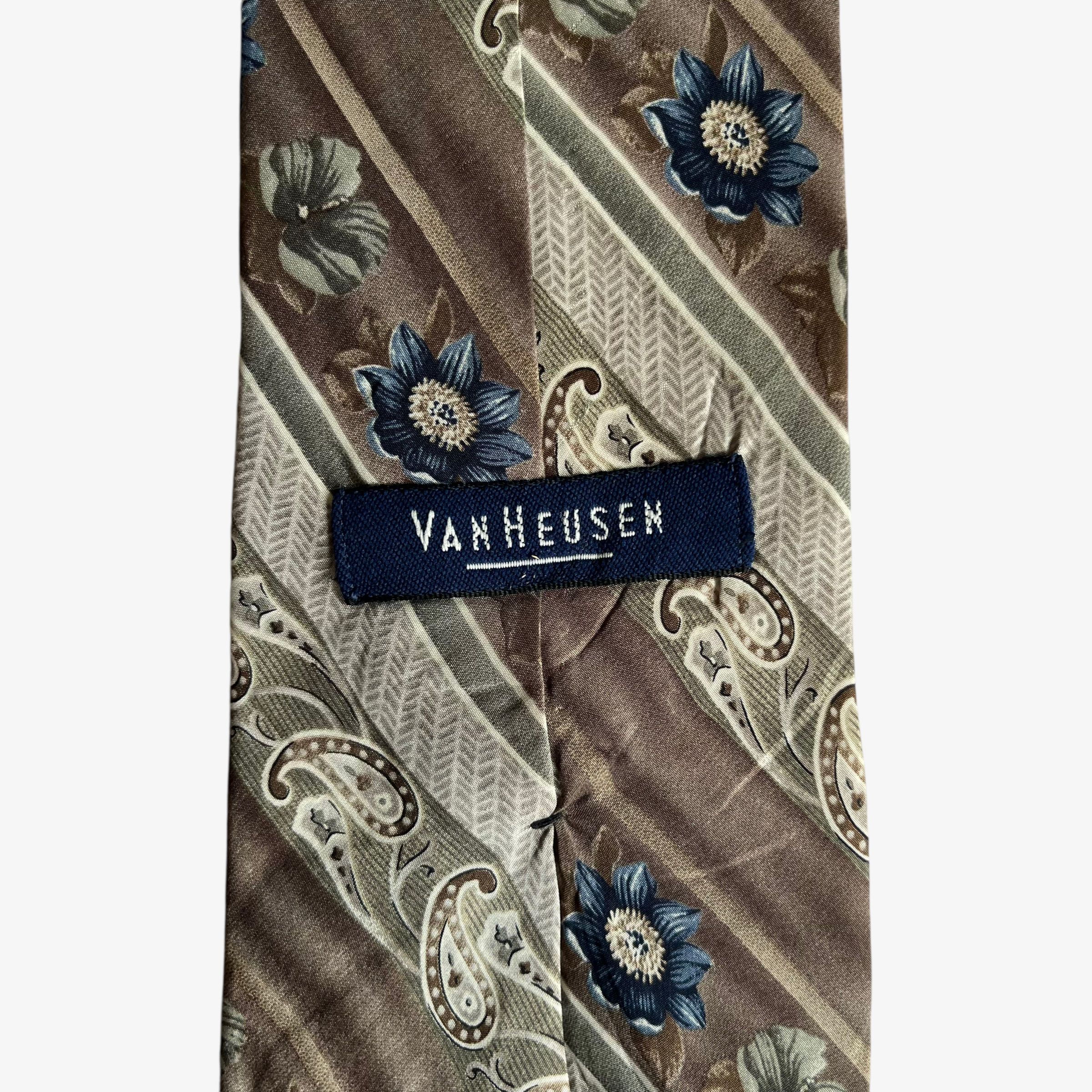 Van Heusen Vintage 90s Van Heusen Floral And Paisley Striped Silk Tie Size ONE SIZE - 2 Thumbnail