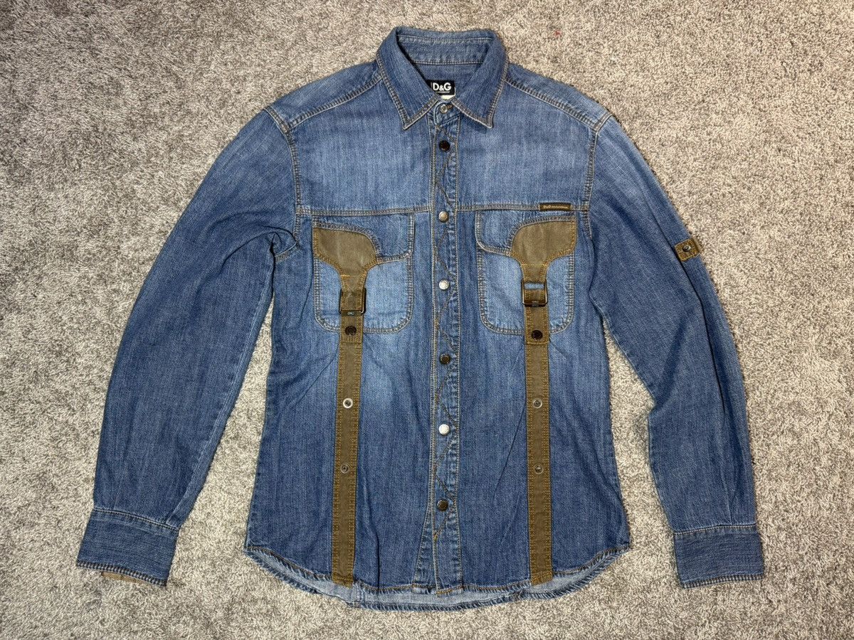 Dolce & Gabbana Dolce & Gabbana 2000s Denim Overshirt w/ Harness & Buckles Size US S / EU 44-46 / 1 - 1 Thumbnail