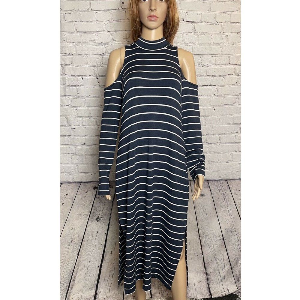 Splendid NWT New $178 Splendid Envelope Cold shoulder Dress Navy Whi Size L / US 10 / IT 46 - 3 Thumbnail