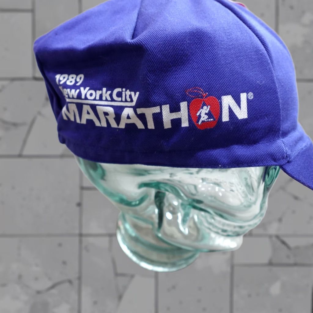 Vintage VINTAGE American Vintage New York City Marathon Short Brim Hat Blue 1989 Made in USA NEW Baseball Cap Men One Size Size US 35 - 1 Thumbnail