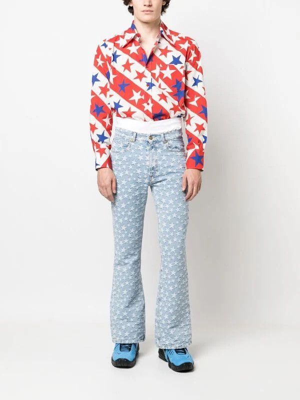 ERL !DS! FW22 ERL Star Print White Blue Red Shirt Size US M / EU 48-50 / 2 - 3 Thumbnail