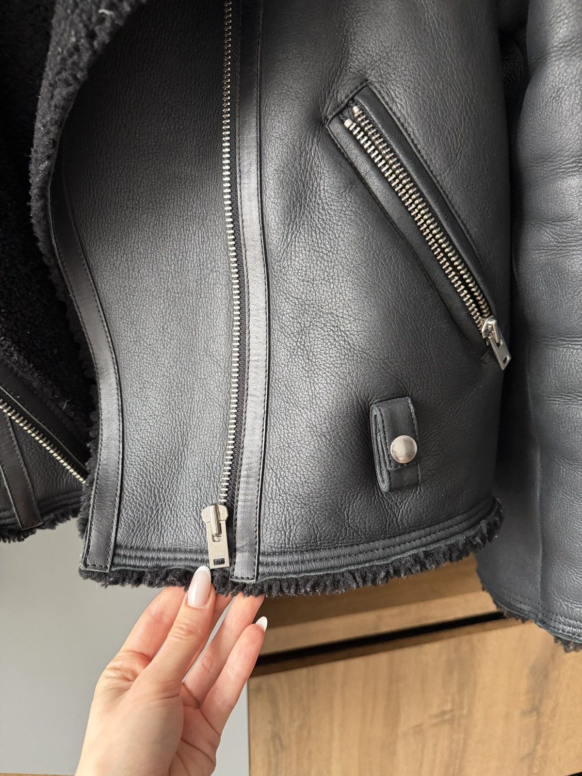 Iro IRO Paris Biker Black Oversized Shearling Jacket Size S / US 4 / IT 40 - 4 Thumbnail