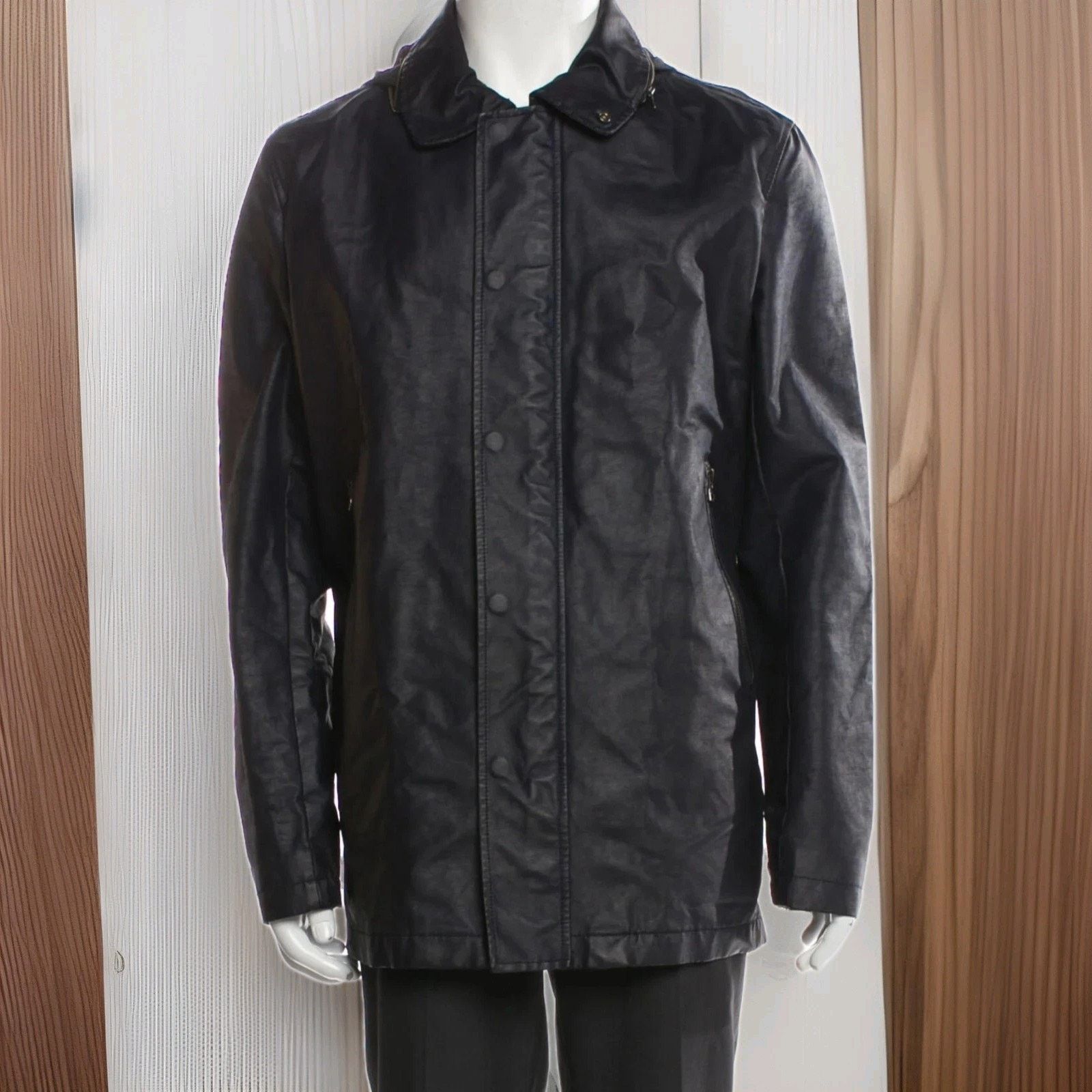 Theory Theory Men Utility Overcoat Black Waxing Cotton Blend Jacket Size US XL / EU 56 / 4 - 2 Thumbnail