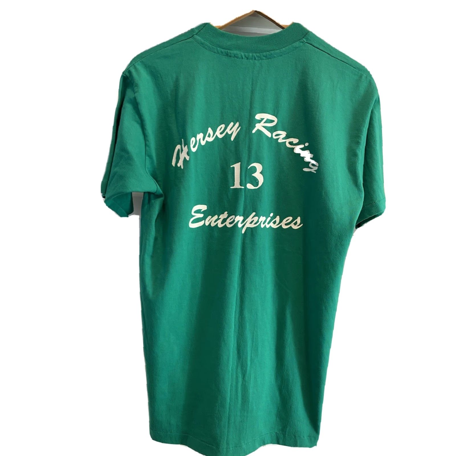 Vintage VINTAGE Mens Large Hersey Racing Enterprises Green Single Stitch Shirt Car 90s SS Crew Neck Womens/Mens Size US L / EU 52-54 / 3 - 2 Thumbnail