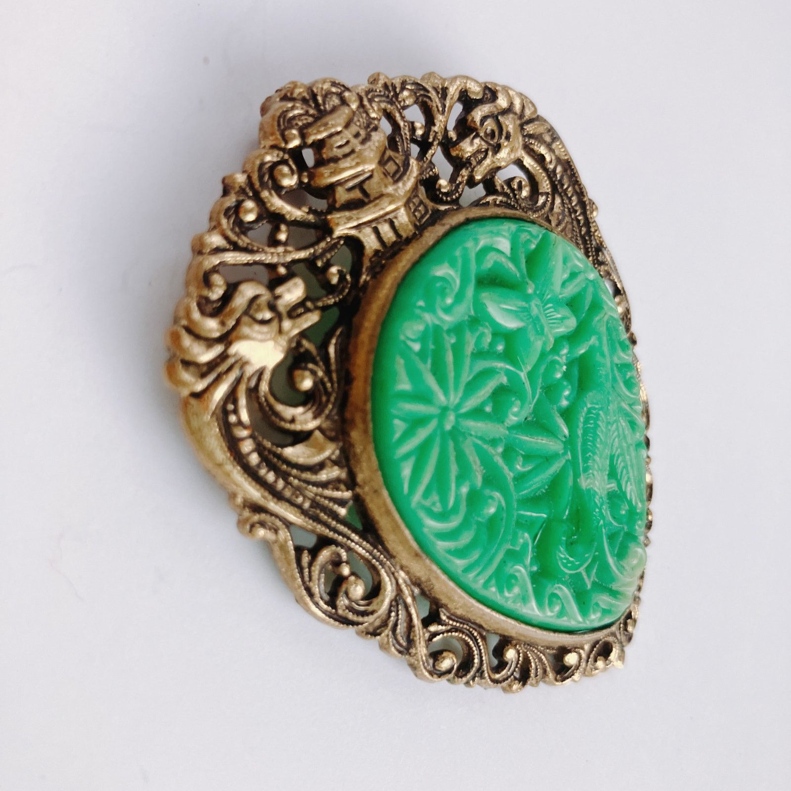 Vintage Vintage 40s Kitsch Dragon Pagoda Brooch Asian Style Size ONE SIZE - 3 Thumbnail
