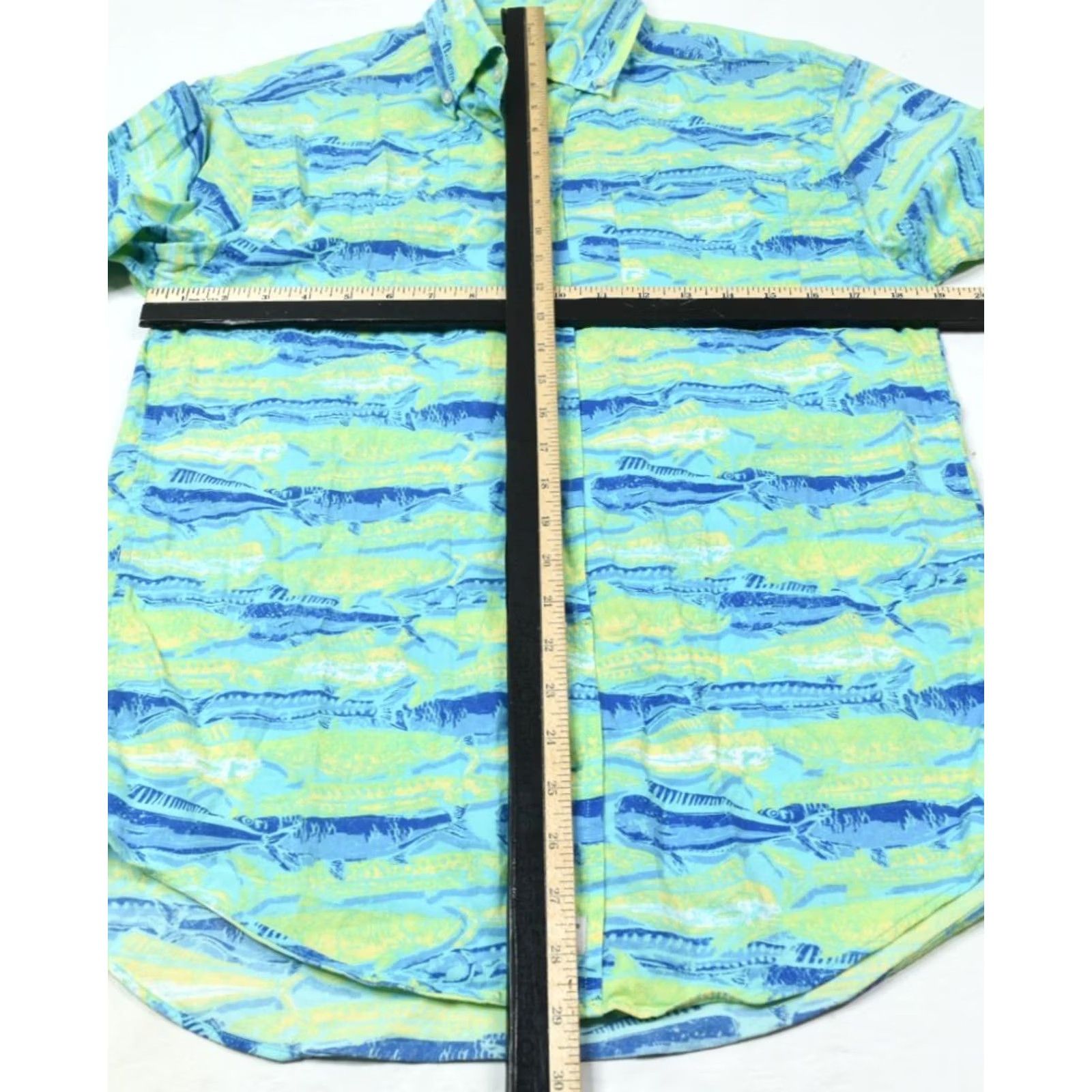 Vineyard Vines Vineyard Vines Murray Shirt Mens Small Blue Green Fish Classic Fit Cotton Rayon Shirt Size US S / EU 44-46 / 1 - 7 Thumbnail