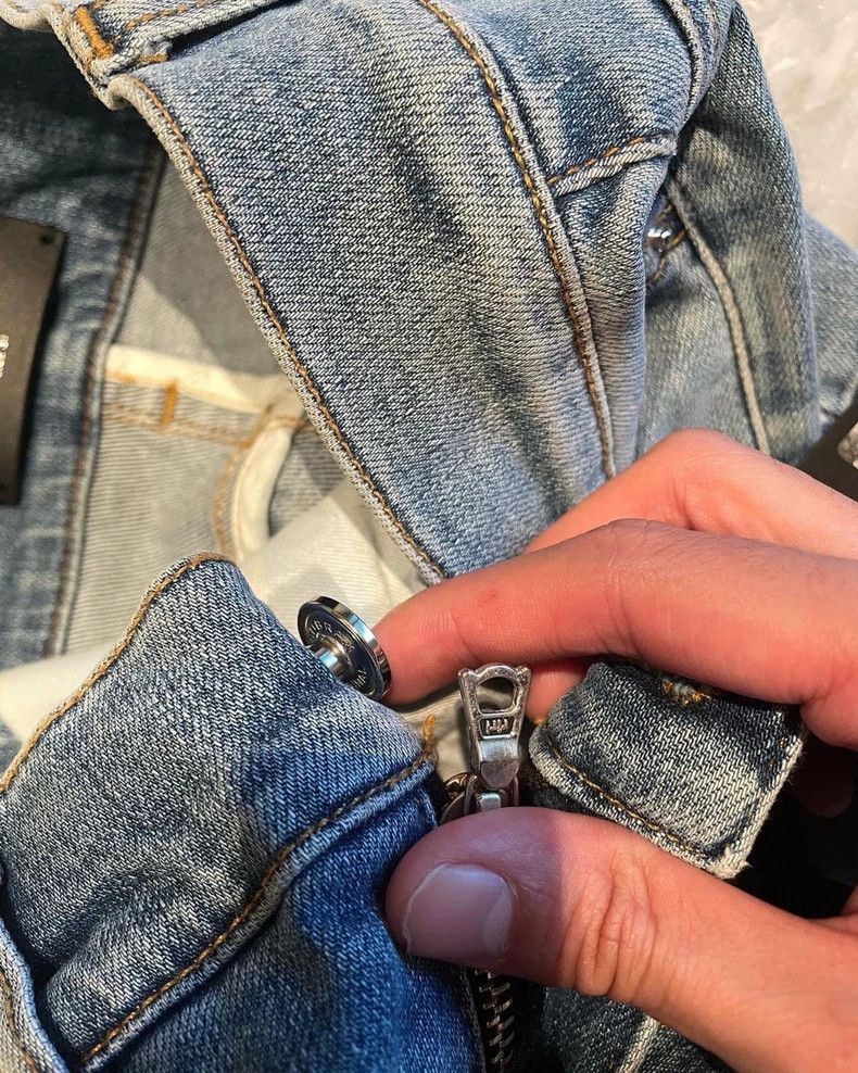 Amiri Amiri Blue Patchwork Thrash MX1 Jean Size US 31 - 6 Thumbnail