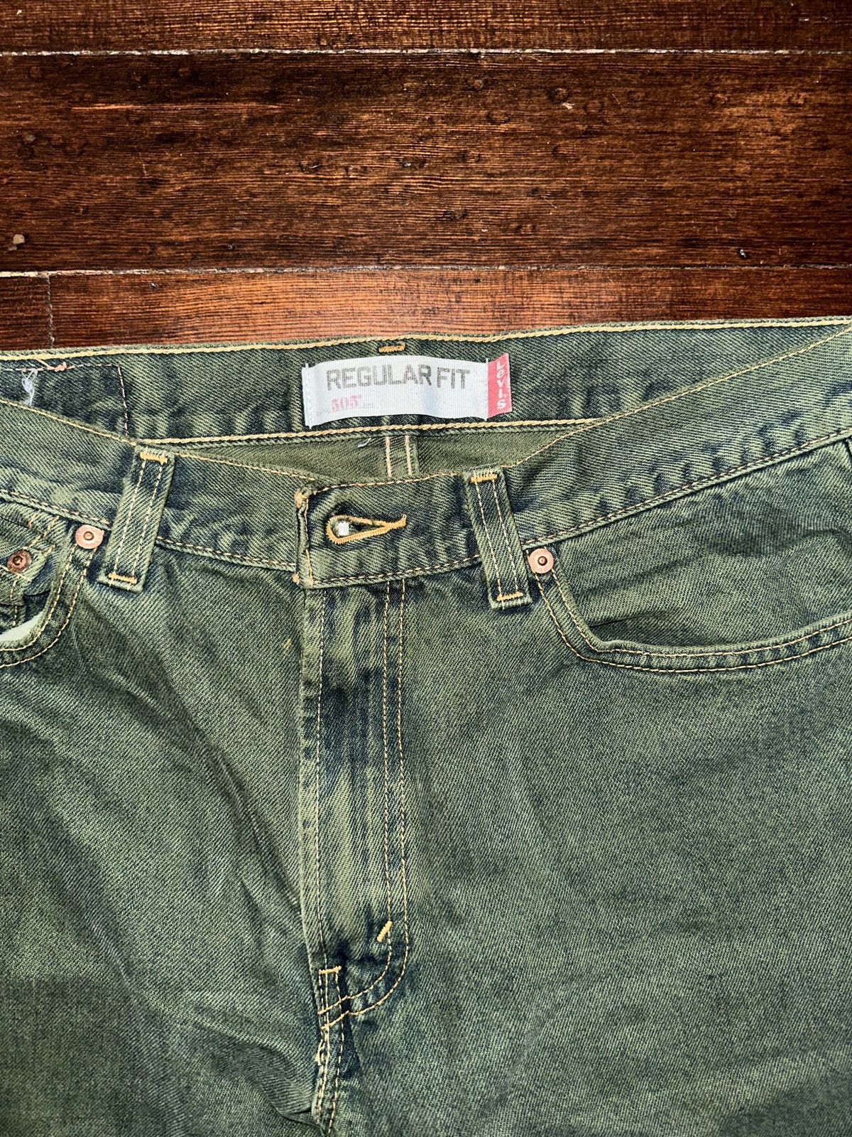 Levi's × Vintage Levi’s 505 Regular Fit Green Jeans Size US 32 / EU 48 - 3 Thumbnail
