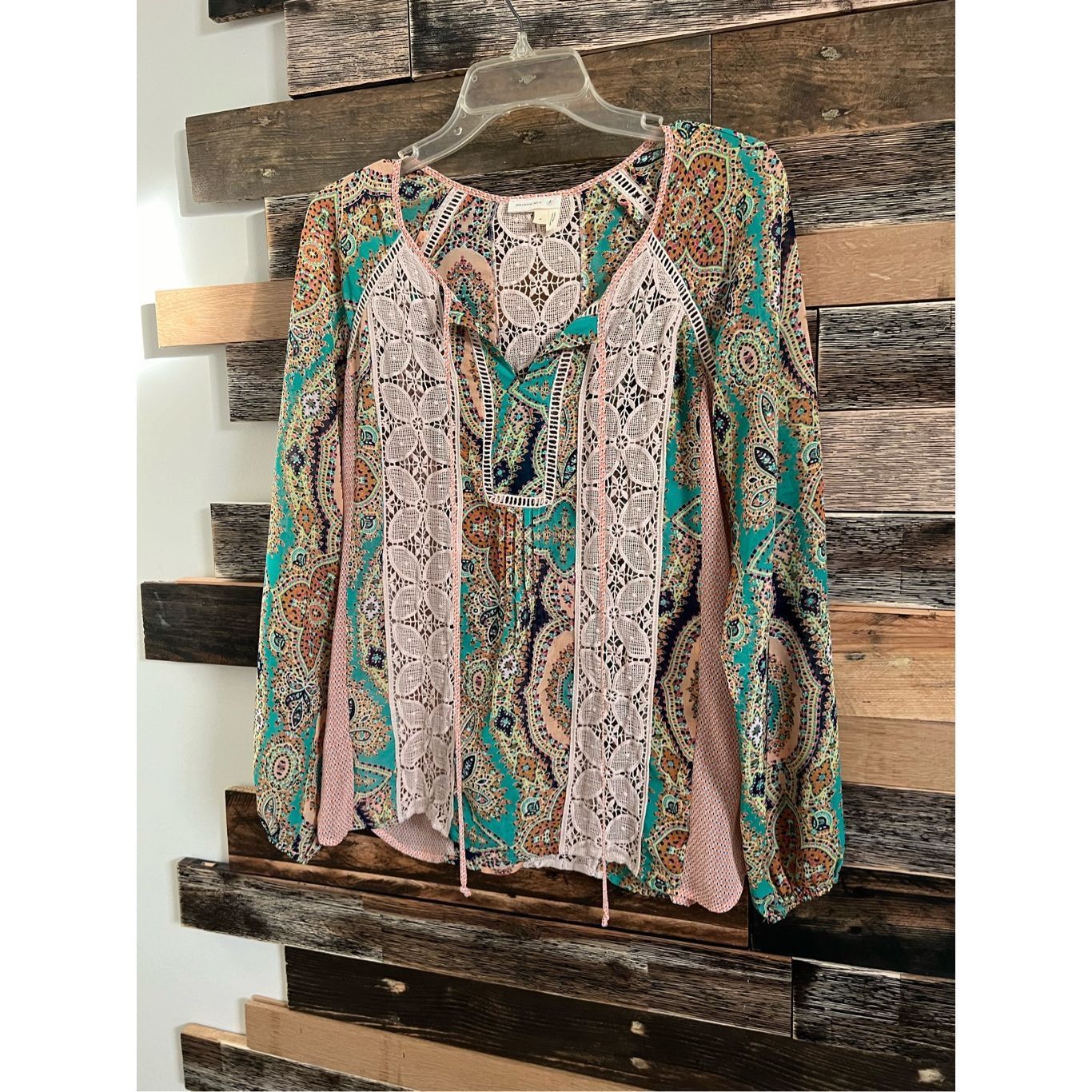 Anthropologie Meadow Rue Anthropologie Crochet Lace Peasant Blouse sheer sz S Size S / US 4 / IT 40 - 1 Thumbnail