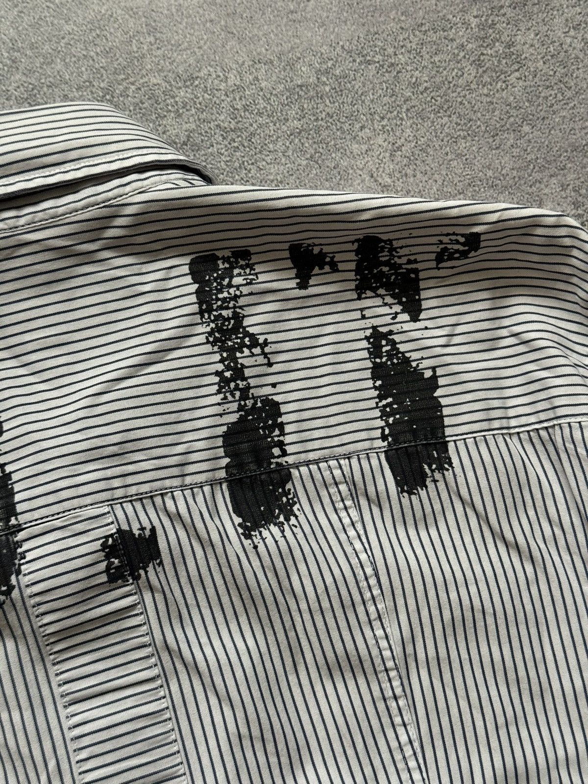 Armani × Vintage Armani Jeans M striped big logo shirt polo long sleeve buton Size US M / EU 48-50 / 2 - 7 Thumbnail