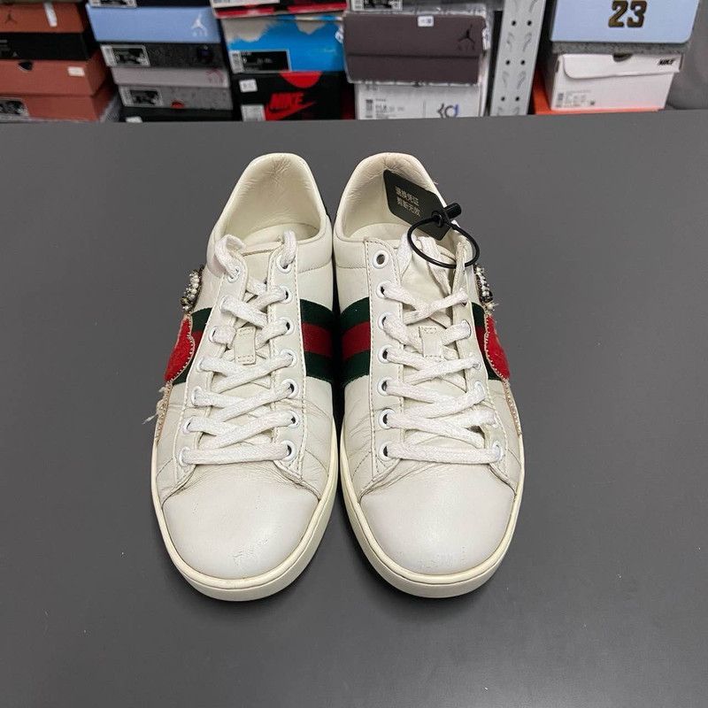 Gucci Gucci Ace Heart Pierced Leather Sneakers for Women -2508 Size US 6 / IT 36 - 2 Thumbnail