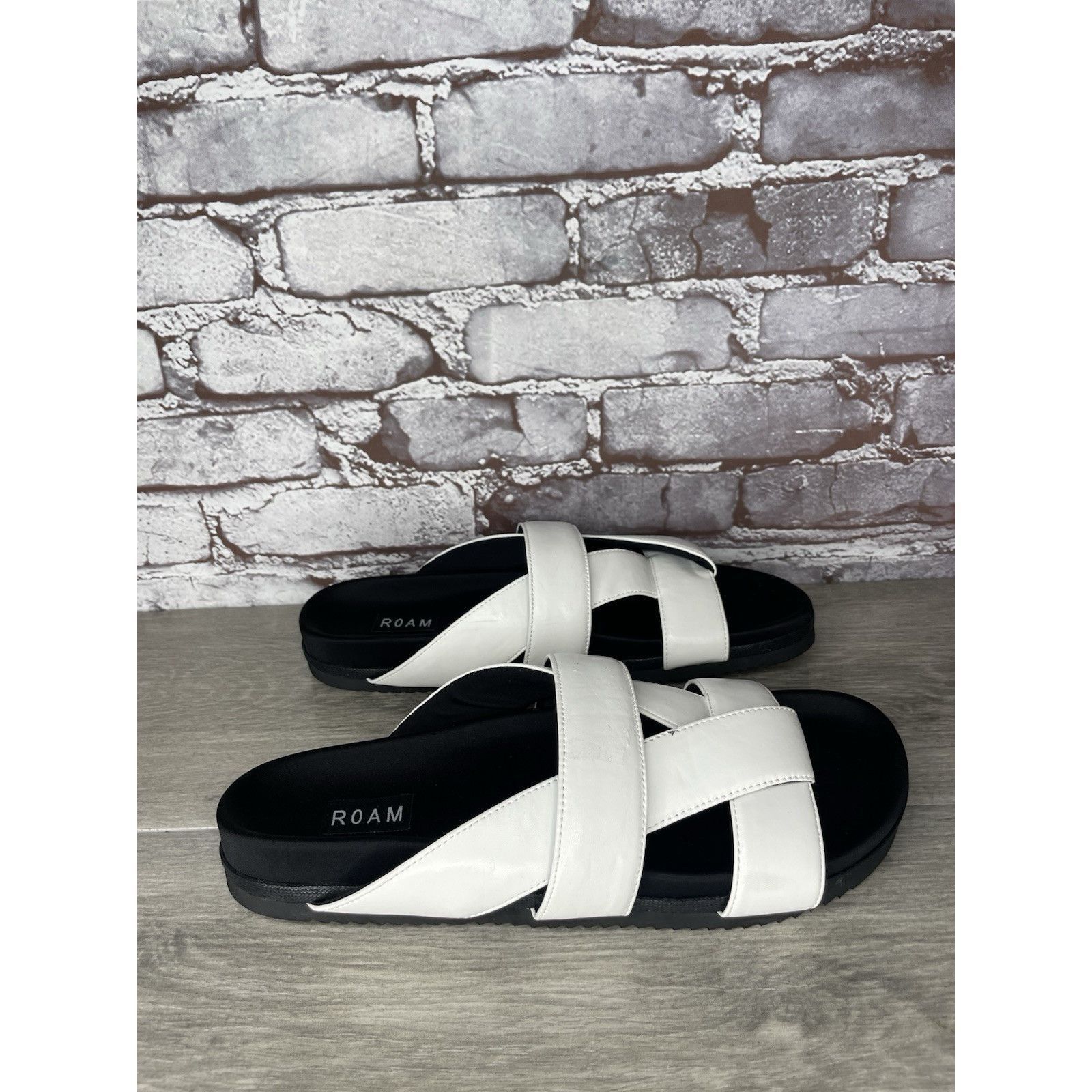 ROA Roam White Leather Ribbon Open Toe Straps Slides Sandals Wom Size US 10.5 / IT 40.5 - 14 Thumbnail