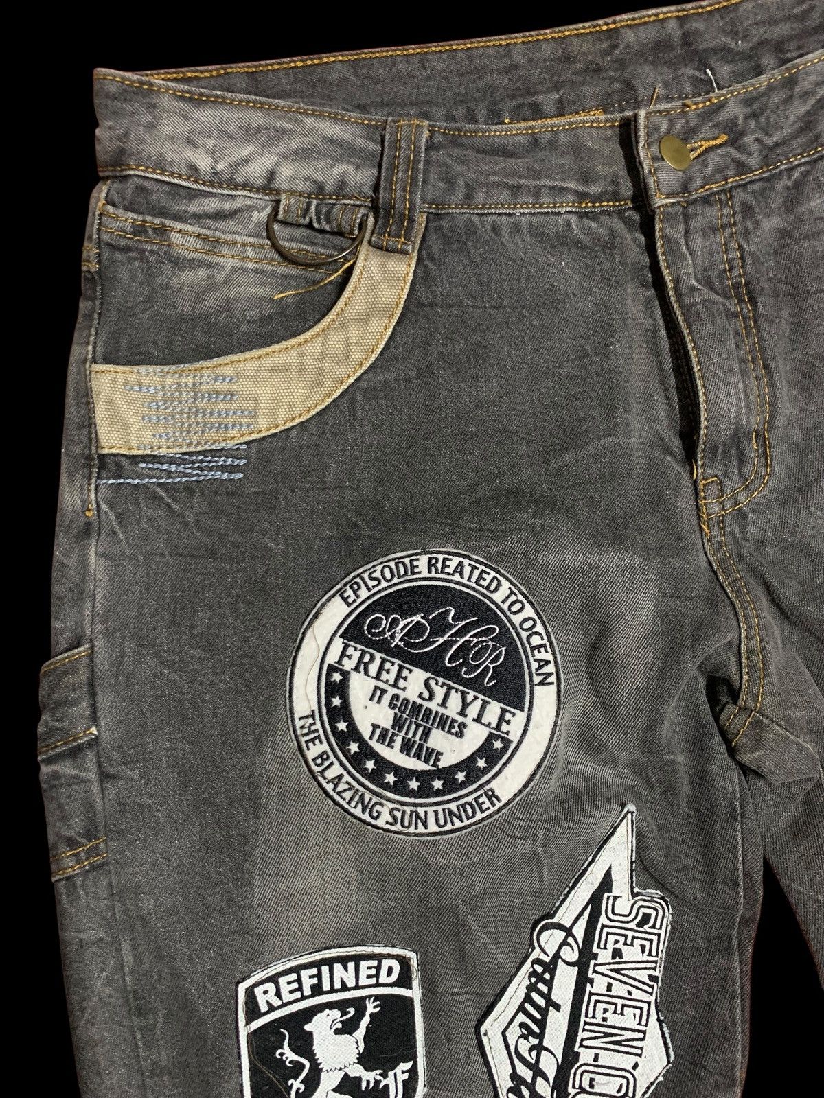Japanese Brand vintage bondage punk skull head waist half back front Denim Size US 37 - 25 Thumbnail