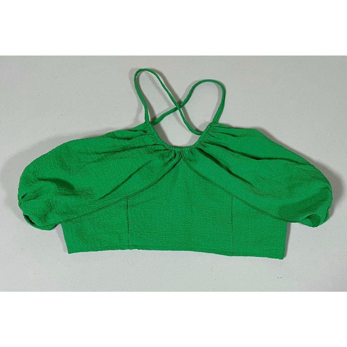 Vintage Green Solid Crop Top Shirt Blouse Size S 💚 #casual #blouse Size S / US 4 / IT 40 - 1 Thumbnail