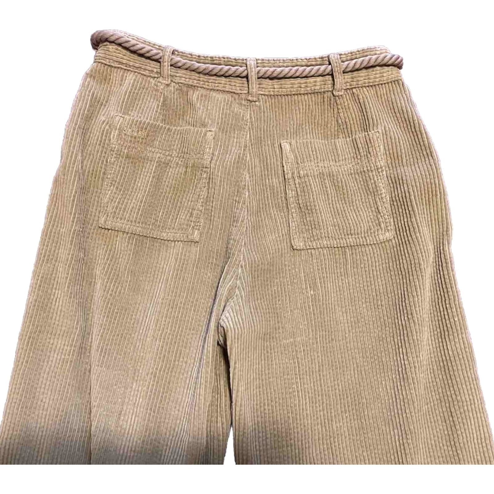 ba&sh ba&sh Trousers Wide Leg Women Regular 38 Brown Corduroy Rope Belt Pockets Size 26" / US 2 / IT 38 - 6 Thumbnail