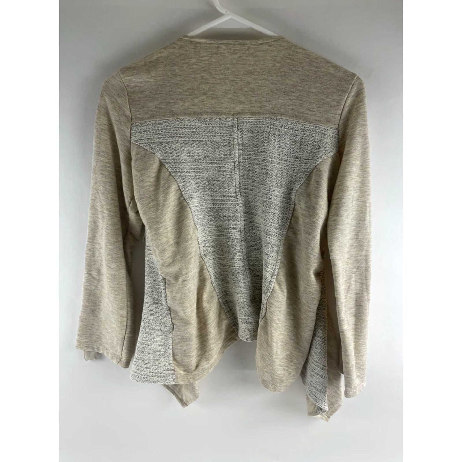Vintage Maurices Sweater Cardigan Women's Medium Tan Heather Open Roll Tab Sleeve Knit Polyester Spandex Modern Vintage: No Size M / US 6-8 / IT 42-44 - 2 Thumbnail