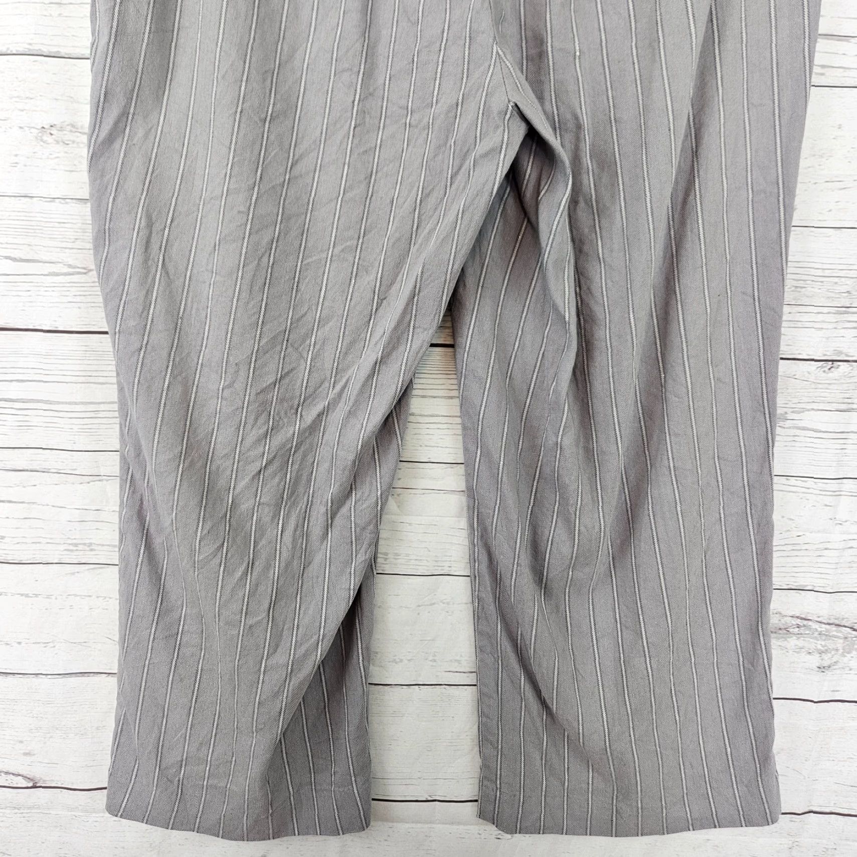 J. Jill J Jill Womens Cropped Pants 16 Linen Stretch Gray Stripe Mid Rise Size 38" / US 16 / IT 52 - 5 Thumbnail
