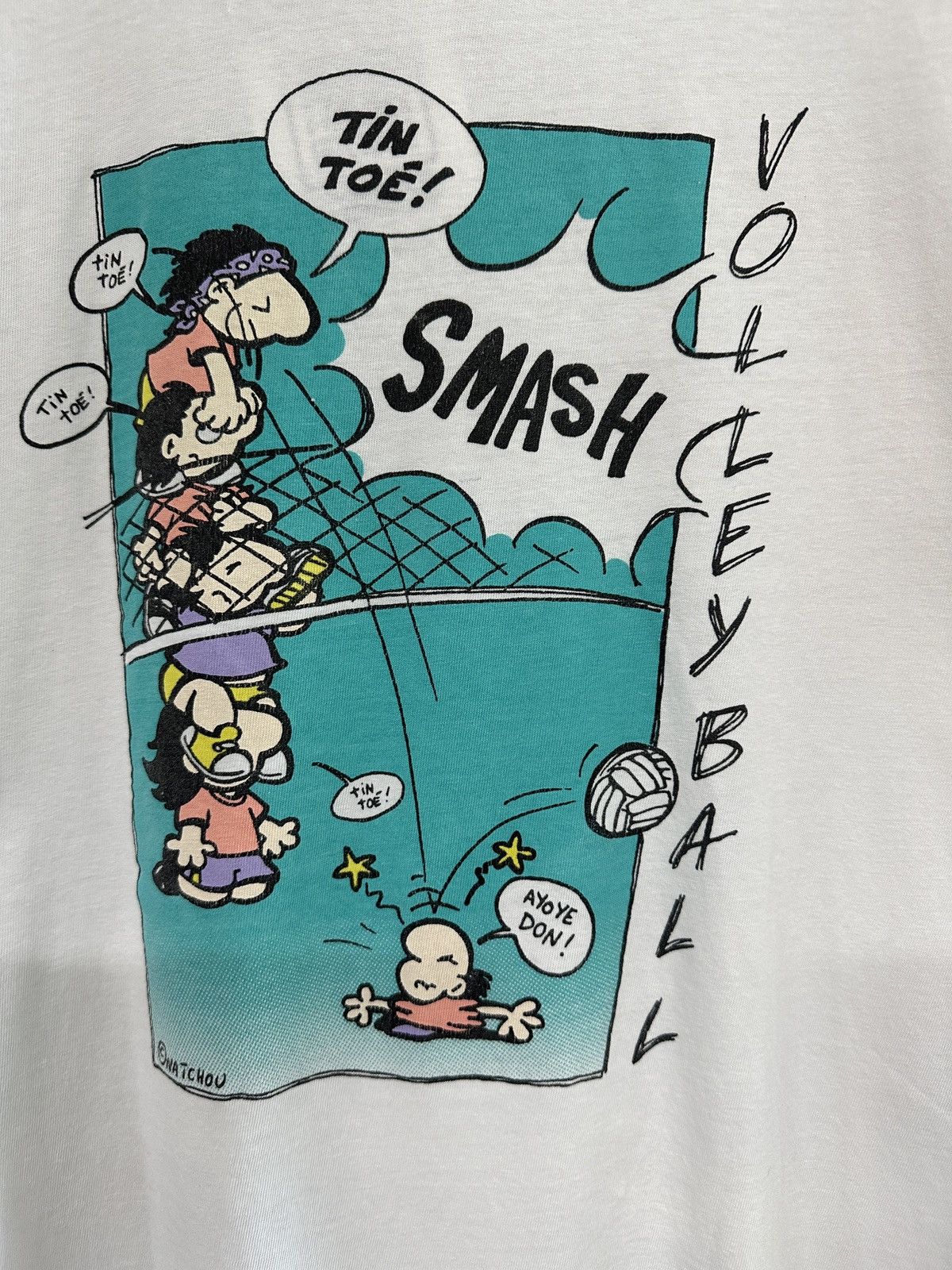 Vintage Vintage 90s Natchou Cartoon Volleyball Smash Graphic Tee Size US M / EU 48-50 / 2 - 6 Thumbnail