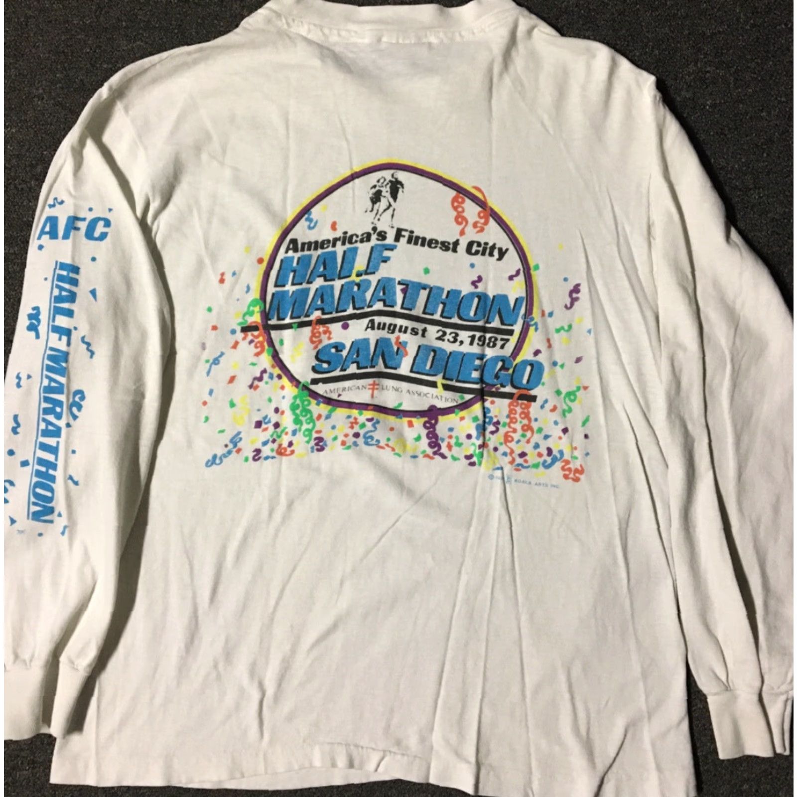 Vintage VINTAGE 80s San Diego Americas Finest City Marathon Shirt M Surf White Long Sleeve T-Shirt Mens USA Surf San Diego 90s Beach Ocean Size US M / EU 48-50 / 2 - 2 Thumbnail