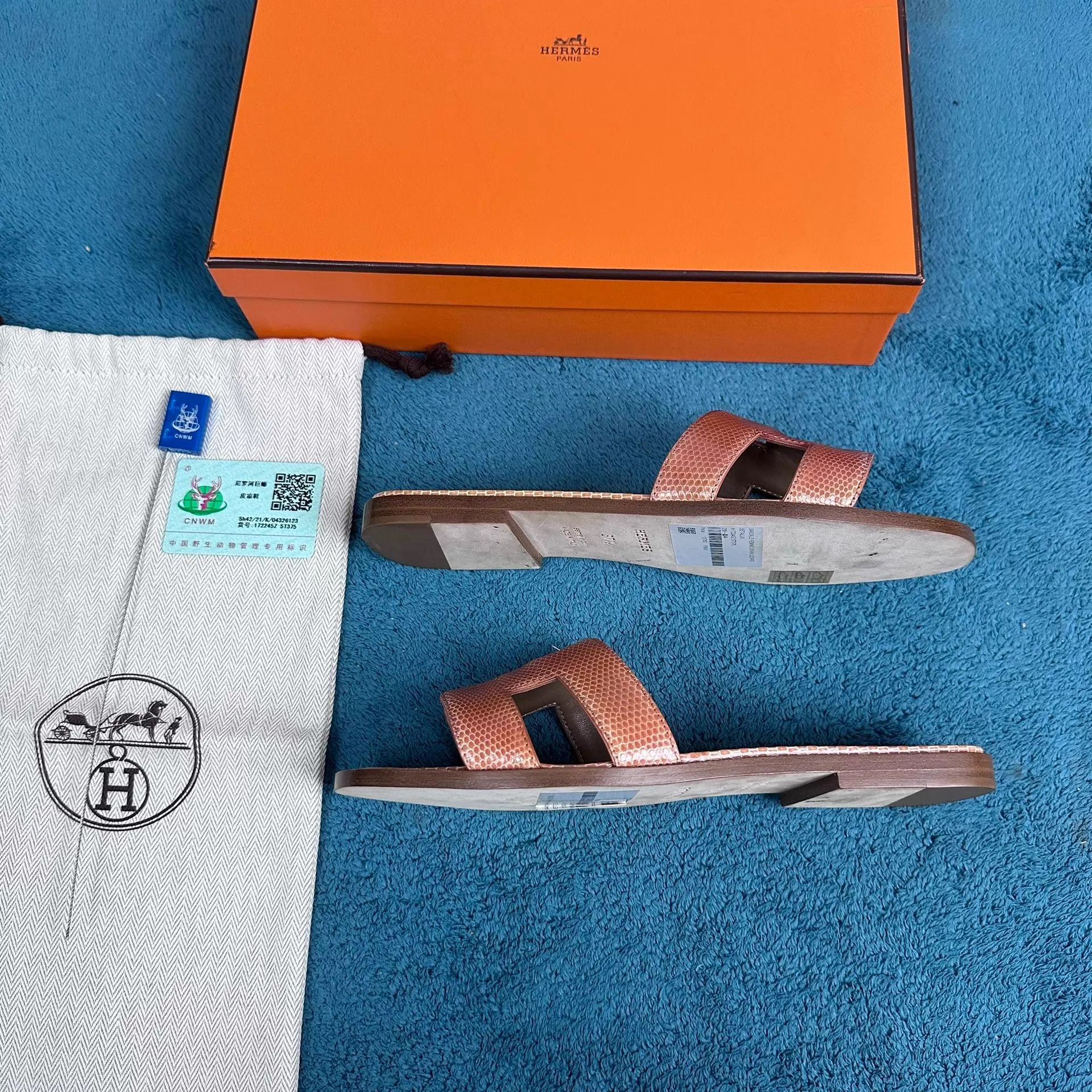 Hermes Hermès Oran Lizard Sandal Beige 37.5 Size US 7 / IT 37 - 2 Thumbnail