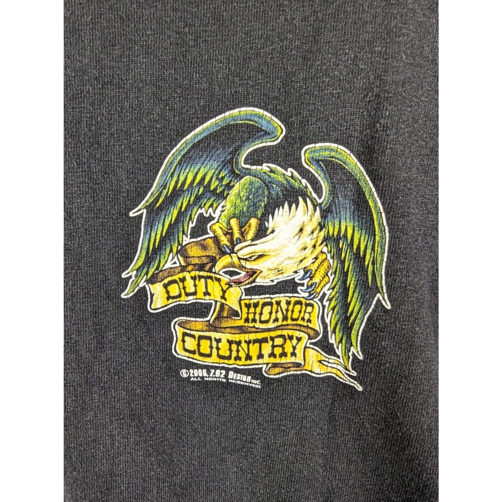Vintage VINTAGE 7.62 Designs 2000's Duty Honor Country T Shirt XL L Eagle Patriotic USA Men Short Sleeve Black Cotton Graphic Print Regular Fit Shirt Size US L / EU 52-54 / 3 - 5 Thumbnail