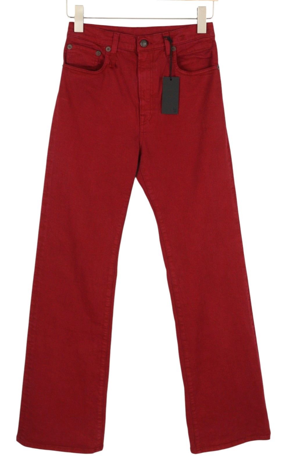 R13 JANE 27 Vivid Red Stretch Slim Straight Fit Pants 85772 Size 27" / US 4 / IT 40 - 2 Thumbnail