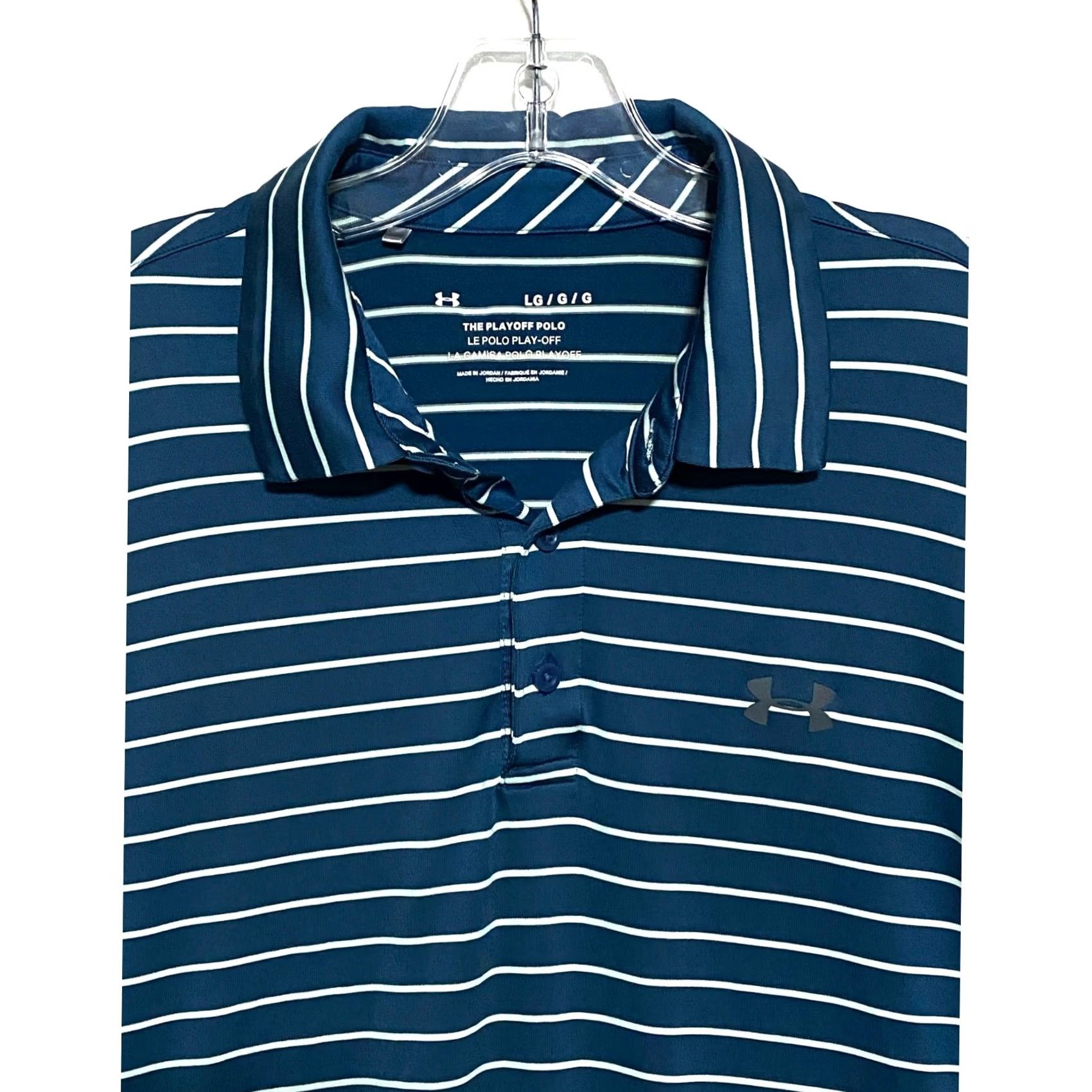 Under Armour Under Armour Polo Shirt Men L Blue Striped Playoff Polo Shirt Casual Golf Preppy Athleisure Shirt Mens Size US L / EU 52-54 / 3 - 2 Thumbnail