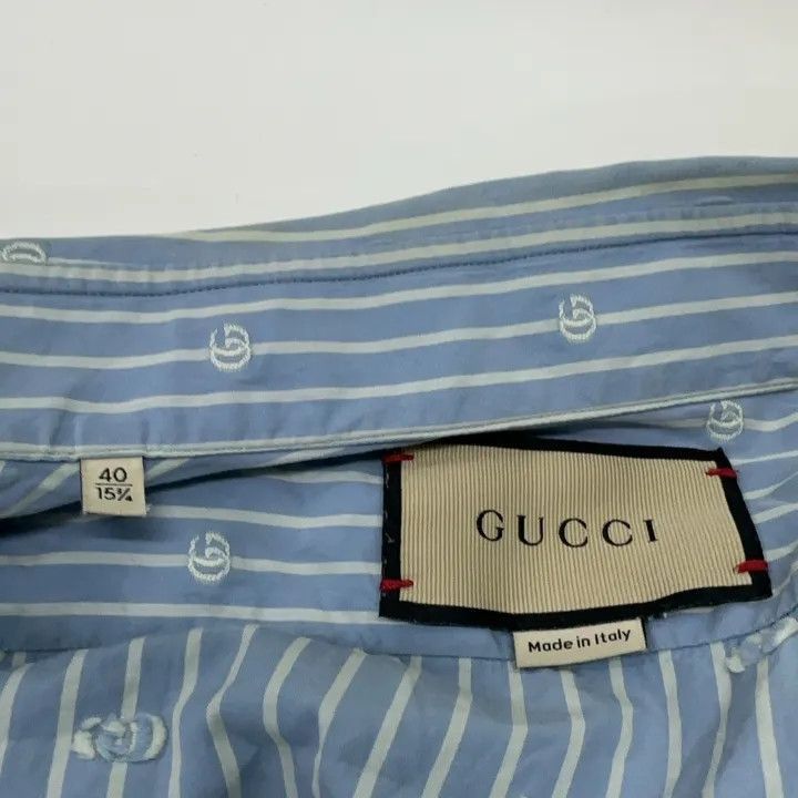 Gucci Blue Striped Cotton Shirt for Men-2507