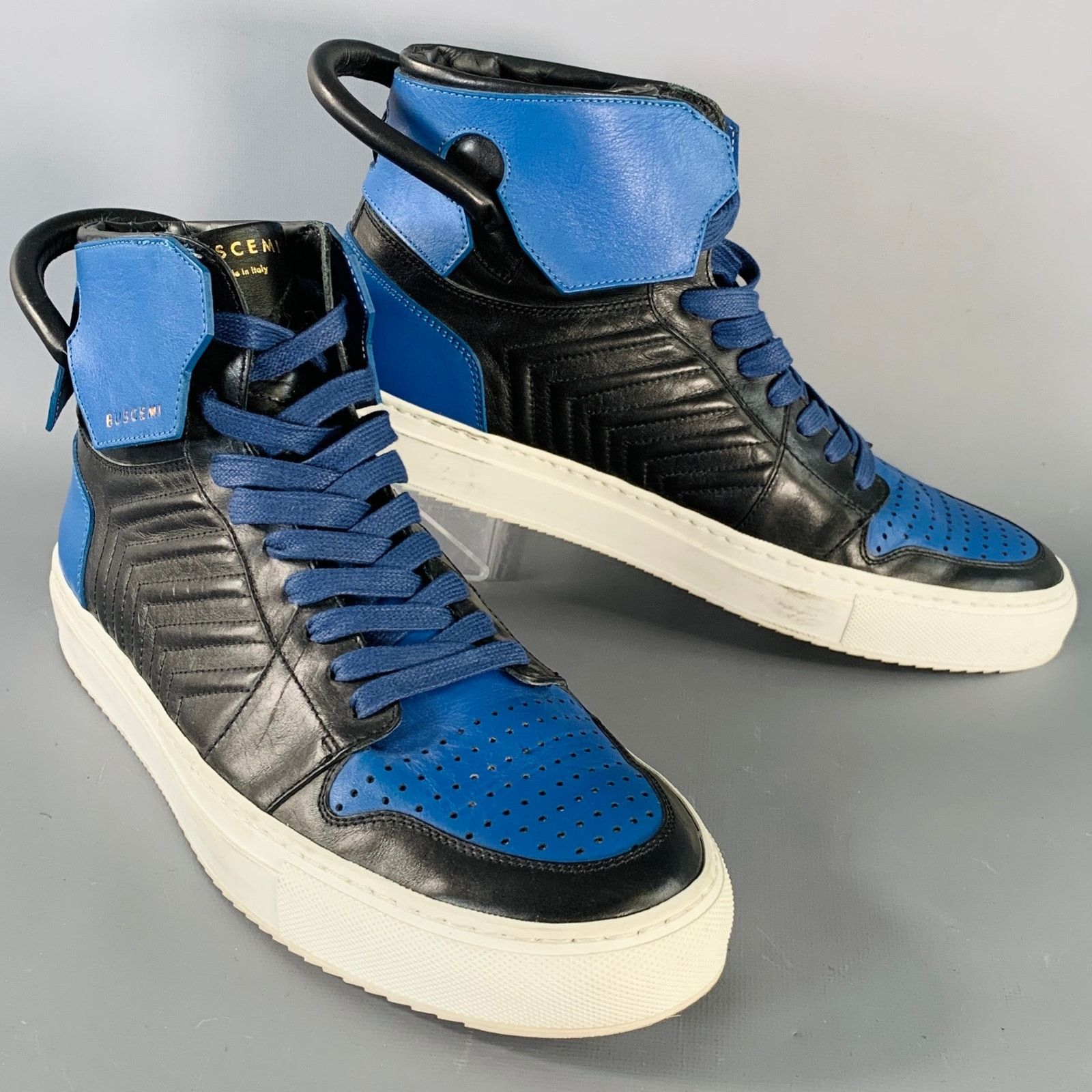 Buscemi BUSCEMI Black Blue Color Block Leather High Top Sneakers Size US 11 / EU 44 - 1 Thumbnail