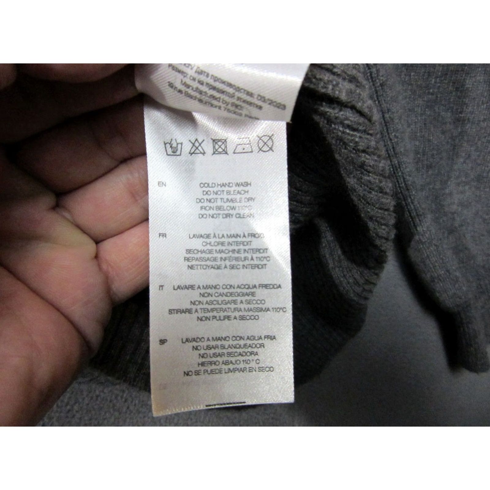 Iro IRO Sweater Women Medium Gray Paris Idaya Cashmere Ribbed Knit Open Back Cut Out Pullover Crew Neck Casual Winter Fall Ladies Size M / US 6-8 / IT 42-44 - 6 Thumbnail