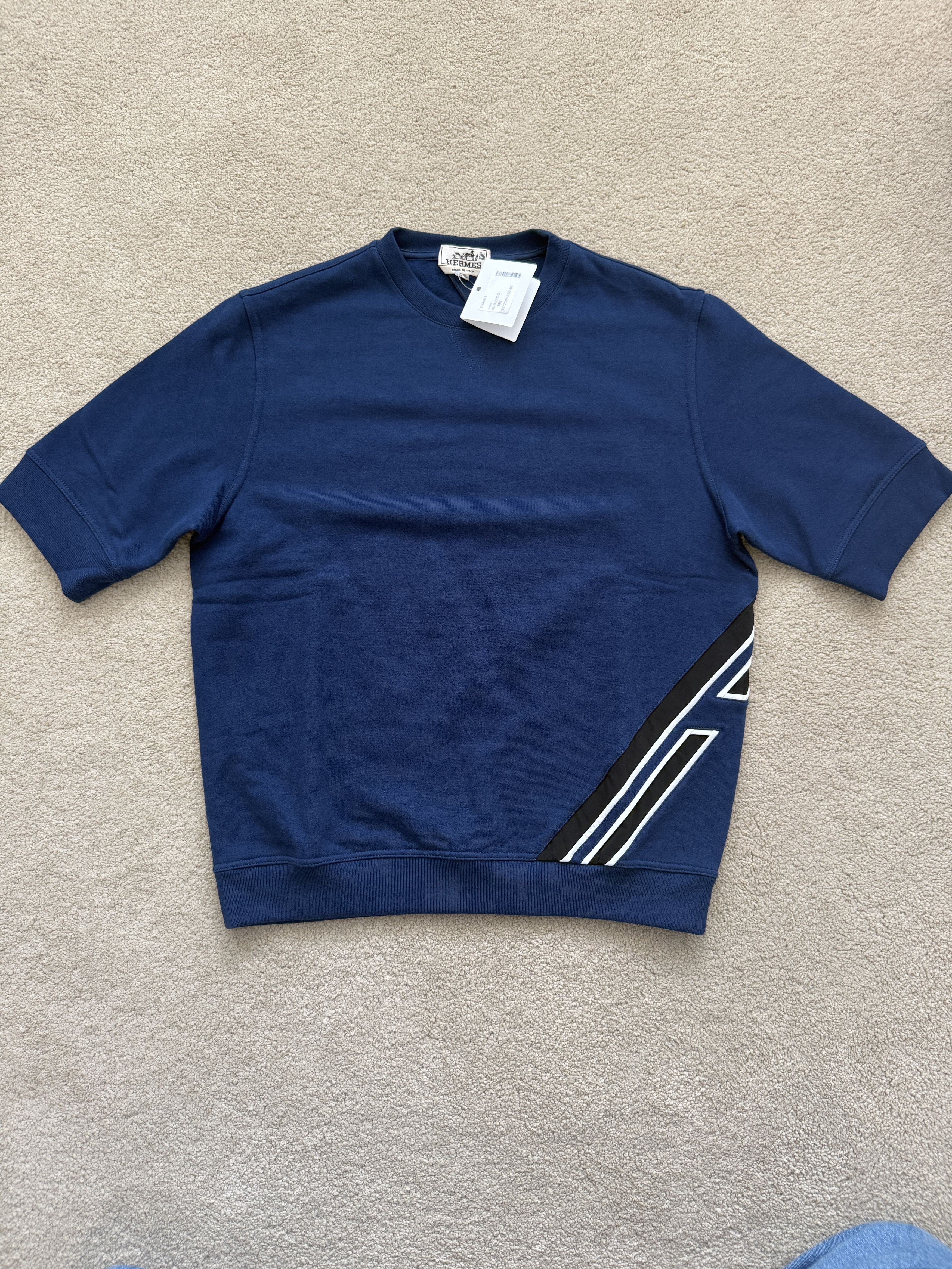 Hermes NWT Hermes Mens Medium Indigo Blue Short Sleeve Pullover Size US M / EU 48-50 / 2 - 1 Thumbnail