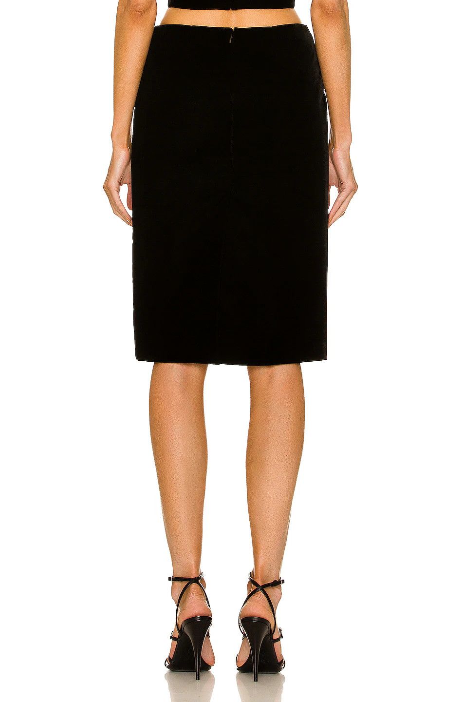 Saint Laurent Paris o1tp1o0125 Midi Skirt In Velvet in Black Size 30" / US 8 / IT 44 - 3 Thumbnail