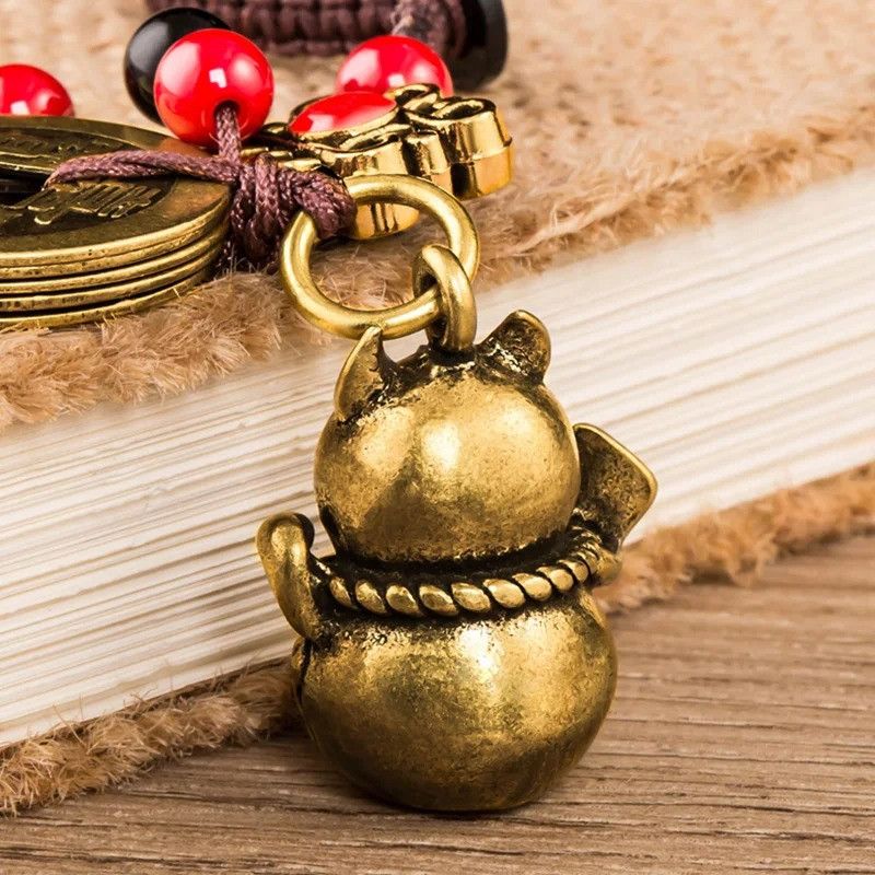 Other Lucky Cat Keyring Car Keychain Brass Hanging Charms Size ONE SIZE - 3 Thumbnail
