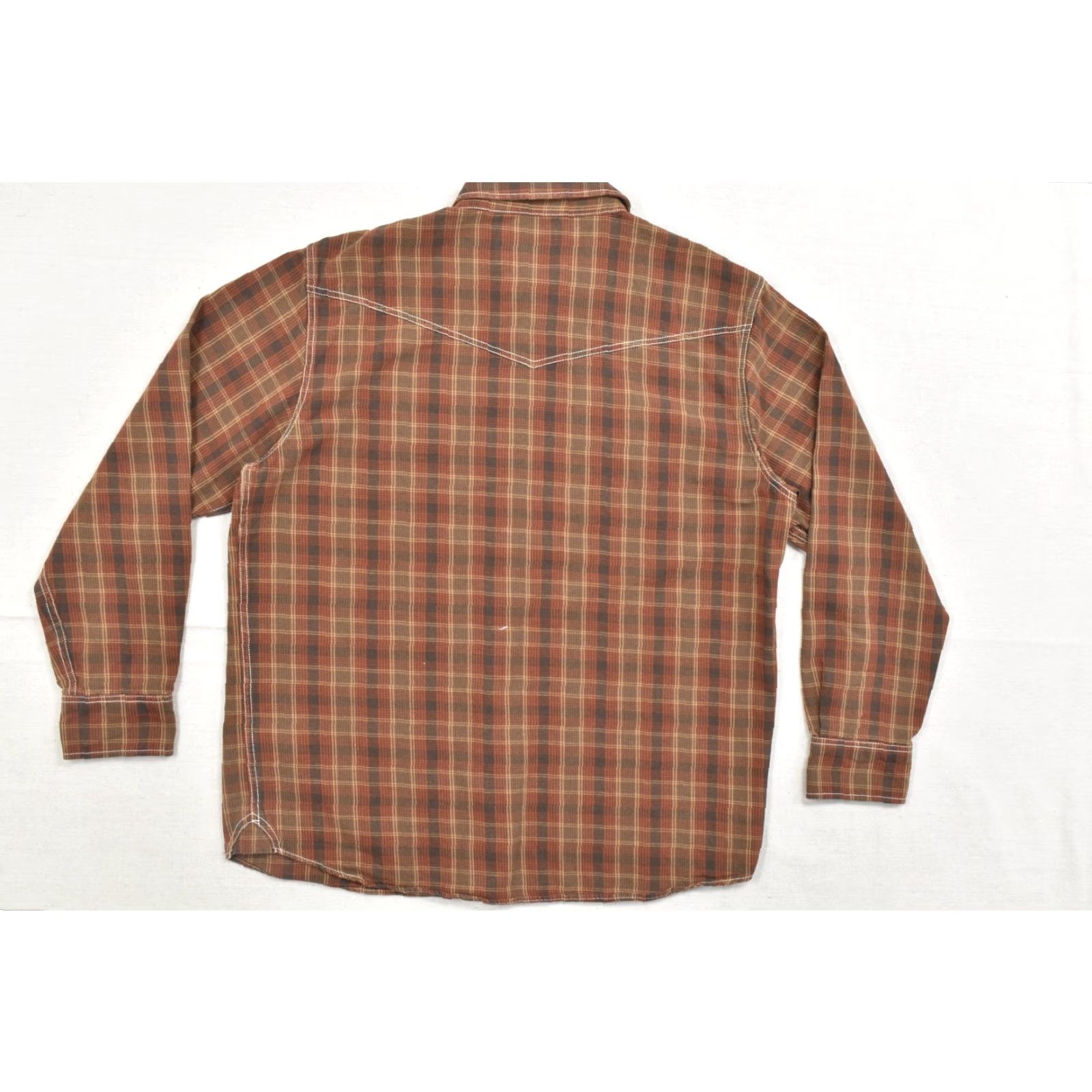 Vintage Blue Ranchwear Shirt Mens XL Brown Plaid Pearl Snap Western Long Sleeve Cotton Shirt Size US XL / EU 56 / 4 - 2 Thumbnail