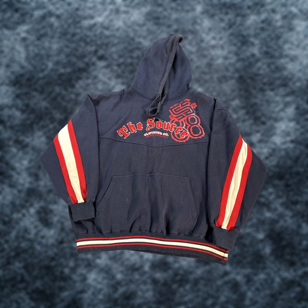 Vintage VINTAGE The Source Hoodie Men 2XL Embroidered Blue 90s Hip Hop Street Wear Pullover Mens Size US XXL / EU 58 / 5 - 1 Thumbnail